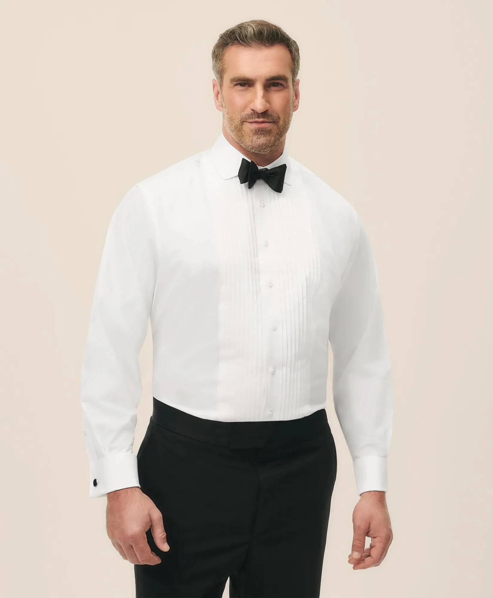 Big & Tall Supima® Cotton Poplin English Collar, 10-Pleat Tuxedo Shirt - 1