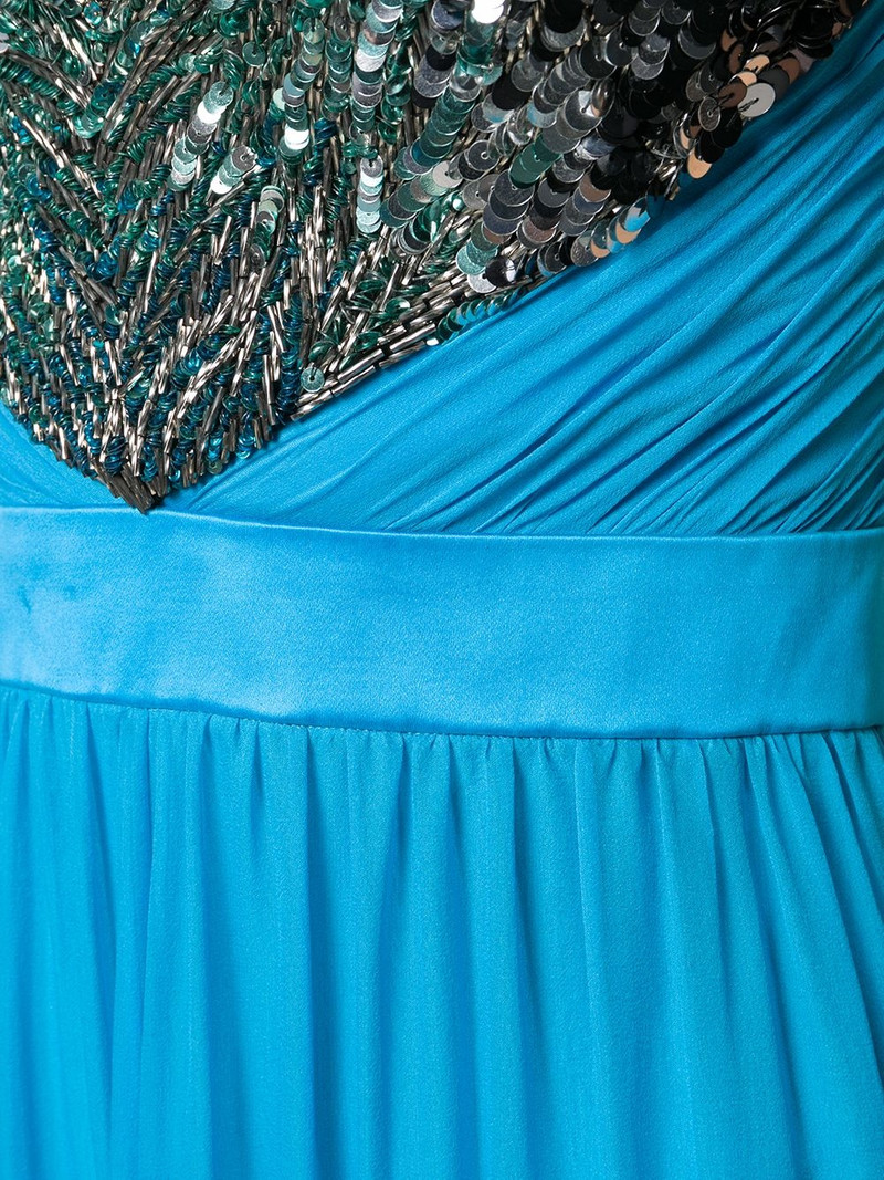 sequinned neckline long dress 5