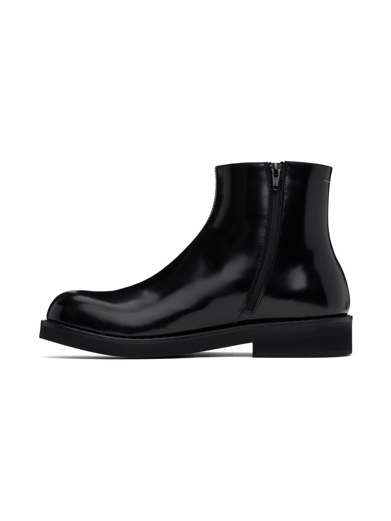 Black Polished Leather Boots 3