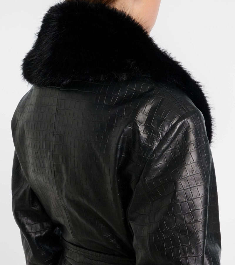 Croc-effect leather coat 5