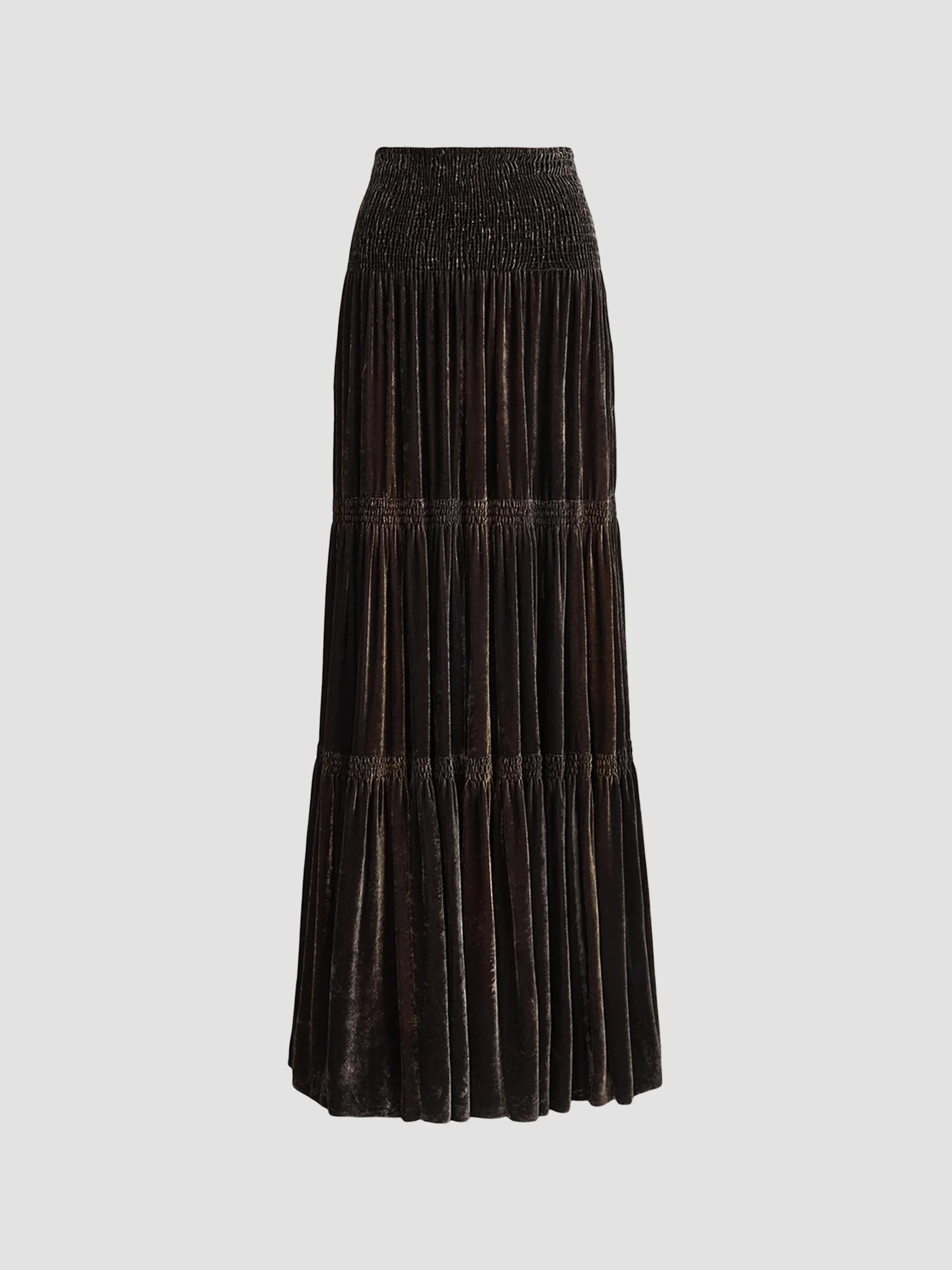 Women's Janie Velvet Pleated Maxi Skirt - Brown - 1