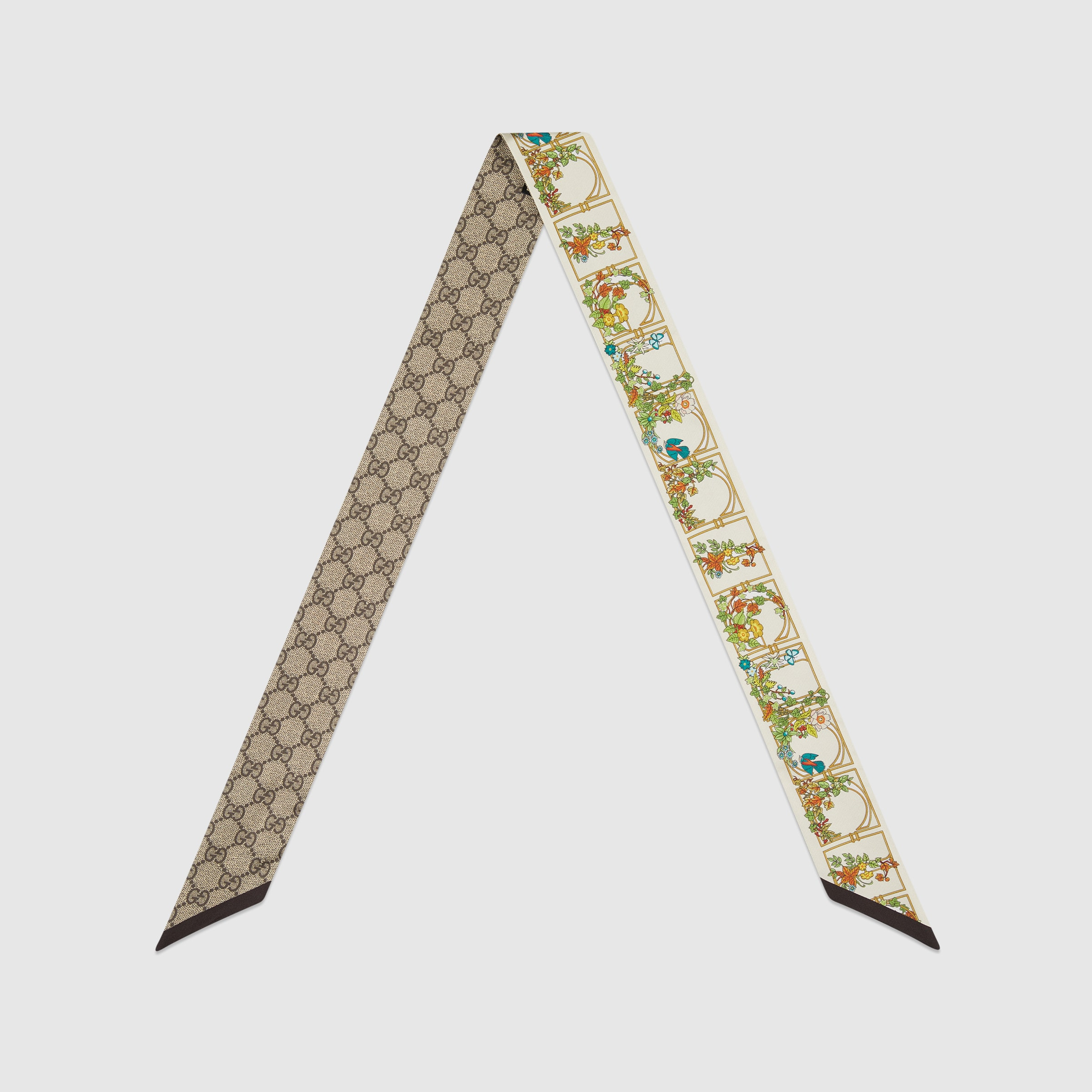Animal and floral print silk neck bow - 2