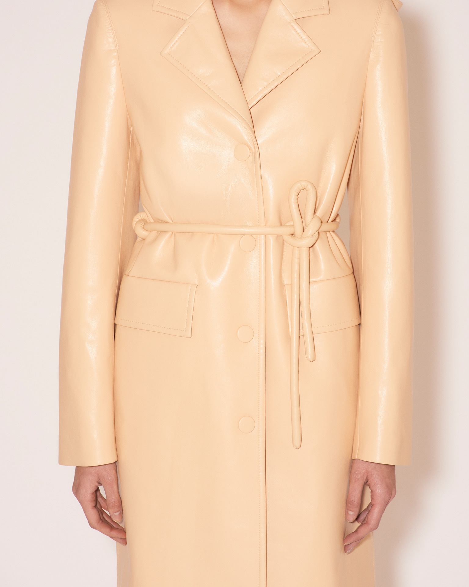 KENNA - Regenerated leather hooded coat - Eggshell - 6