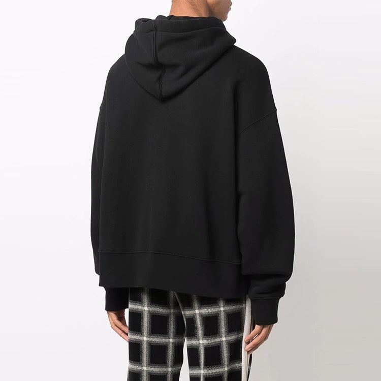 Palm Angels Curved Logo Hoodie 'Black White' PMBB058C99FLE0031001 - 2