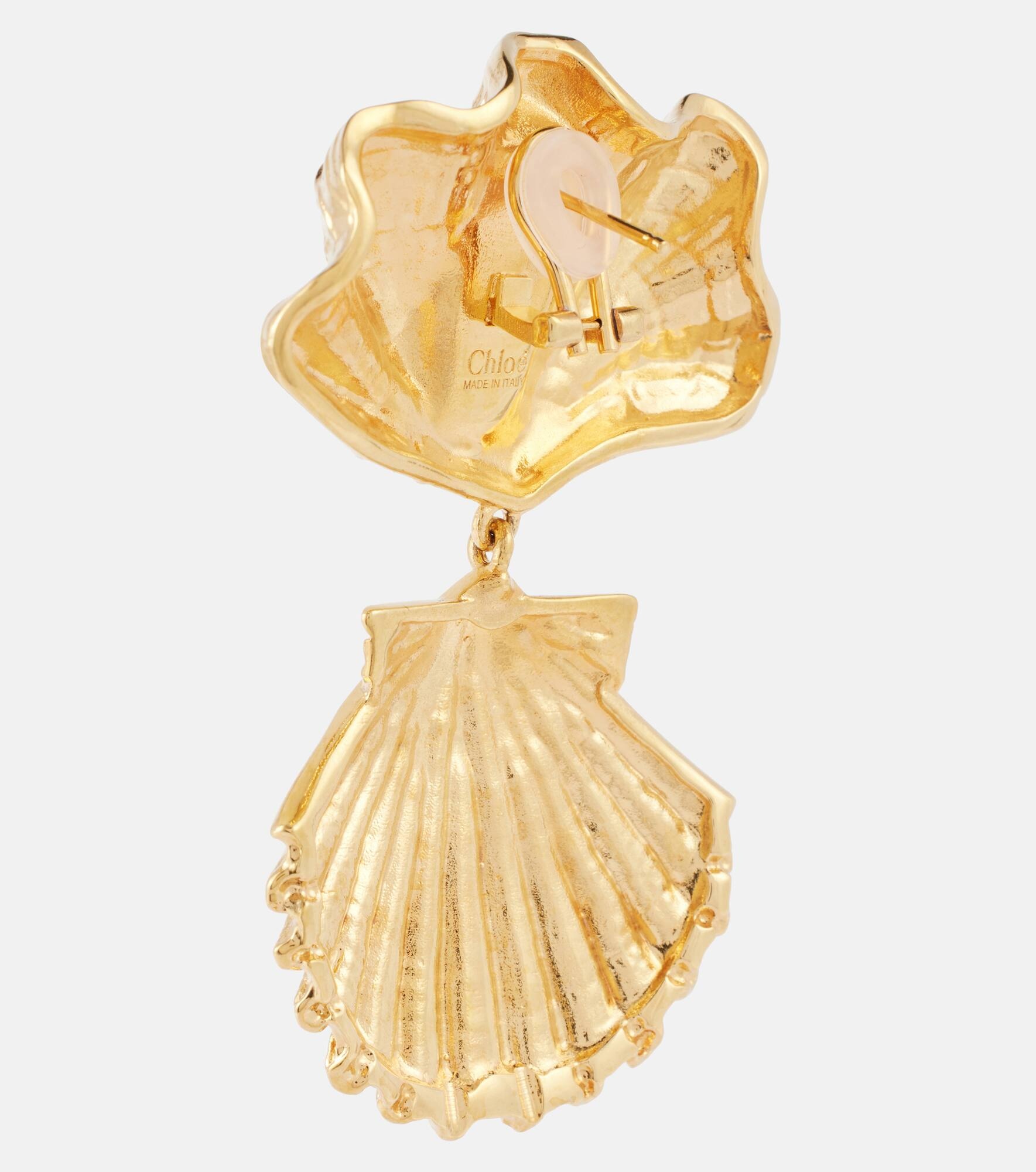 Shells faux pearls drop earrings - 5