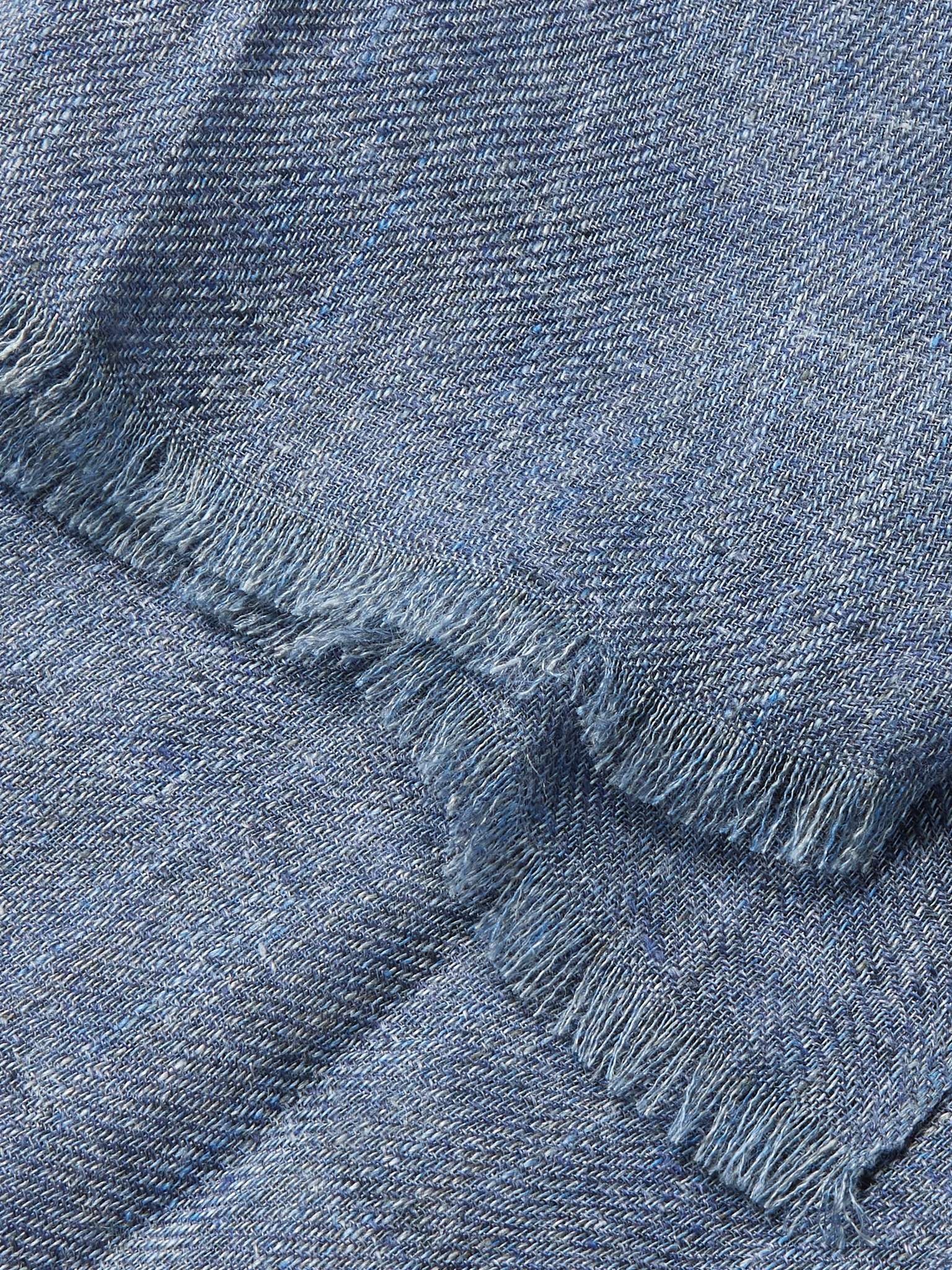 Fringed Striped Linen Scarf - 3