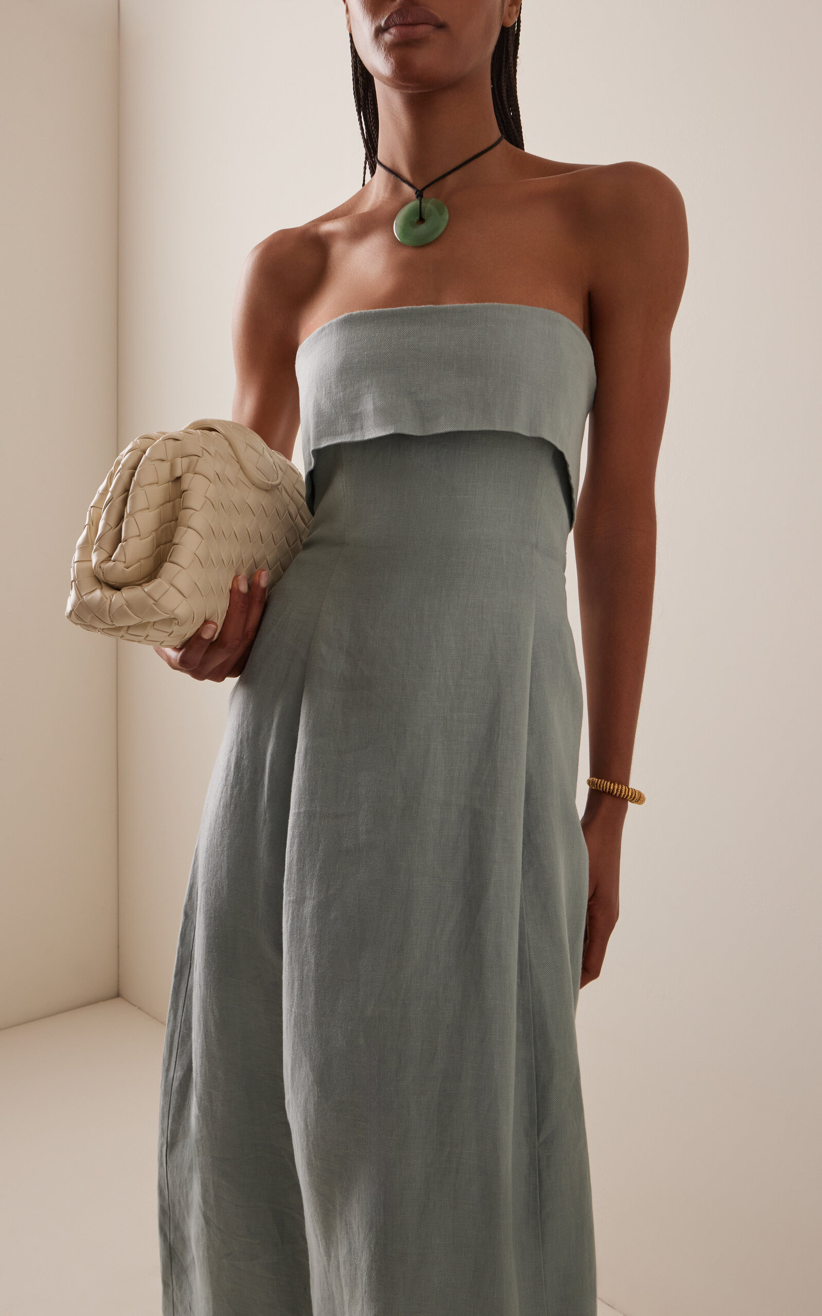 Atami Strapless Linen-Twill Maxi Dress blue - 3