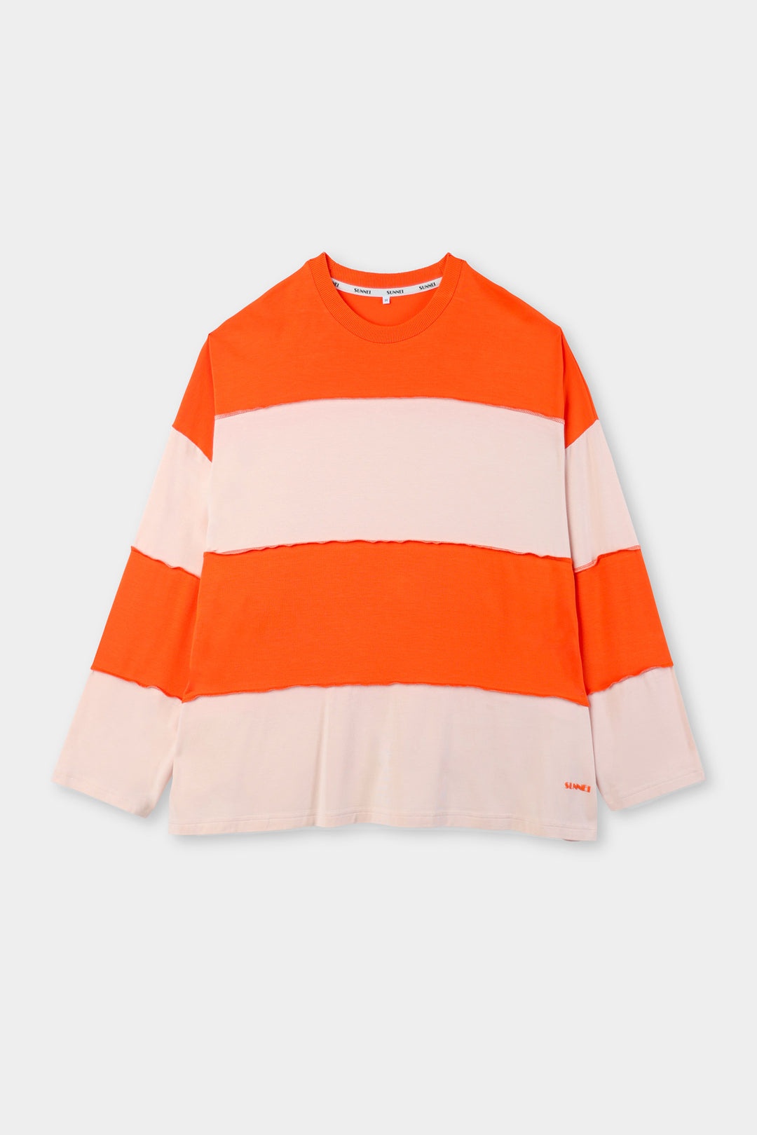 PANEL LONGSLEEVE T-SHIRT / orange & cream stripes - 2