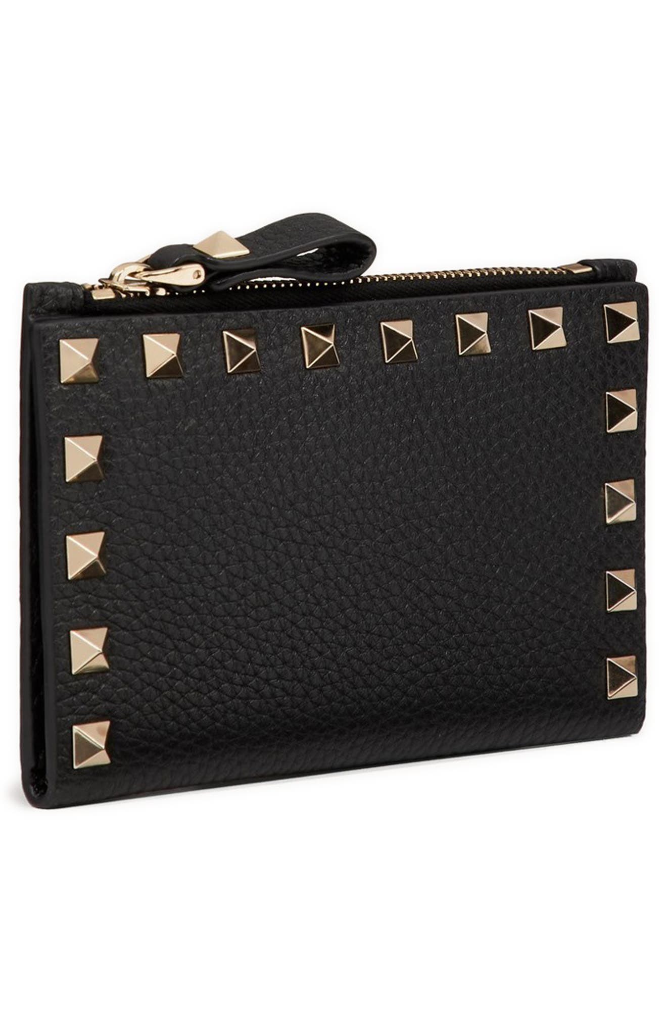 Valentino Garavani Rockstud Zip Coin & Card Pouch in Nero at Nordstrom - 7