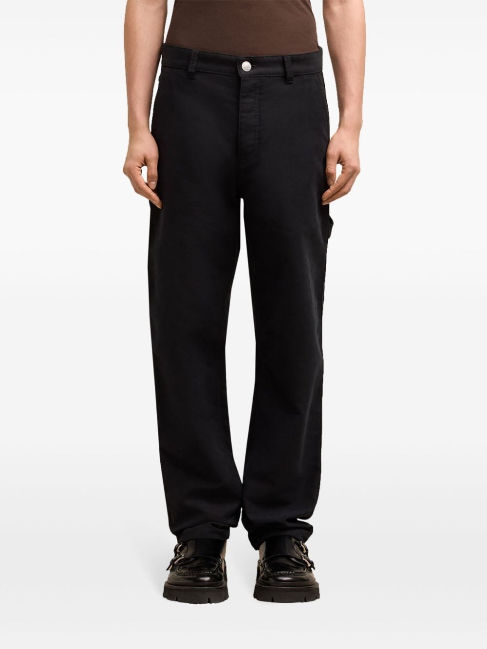 logo-patch straight-leg worker trousers - 4