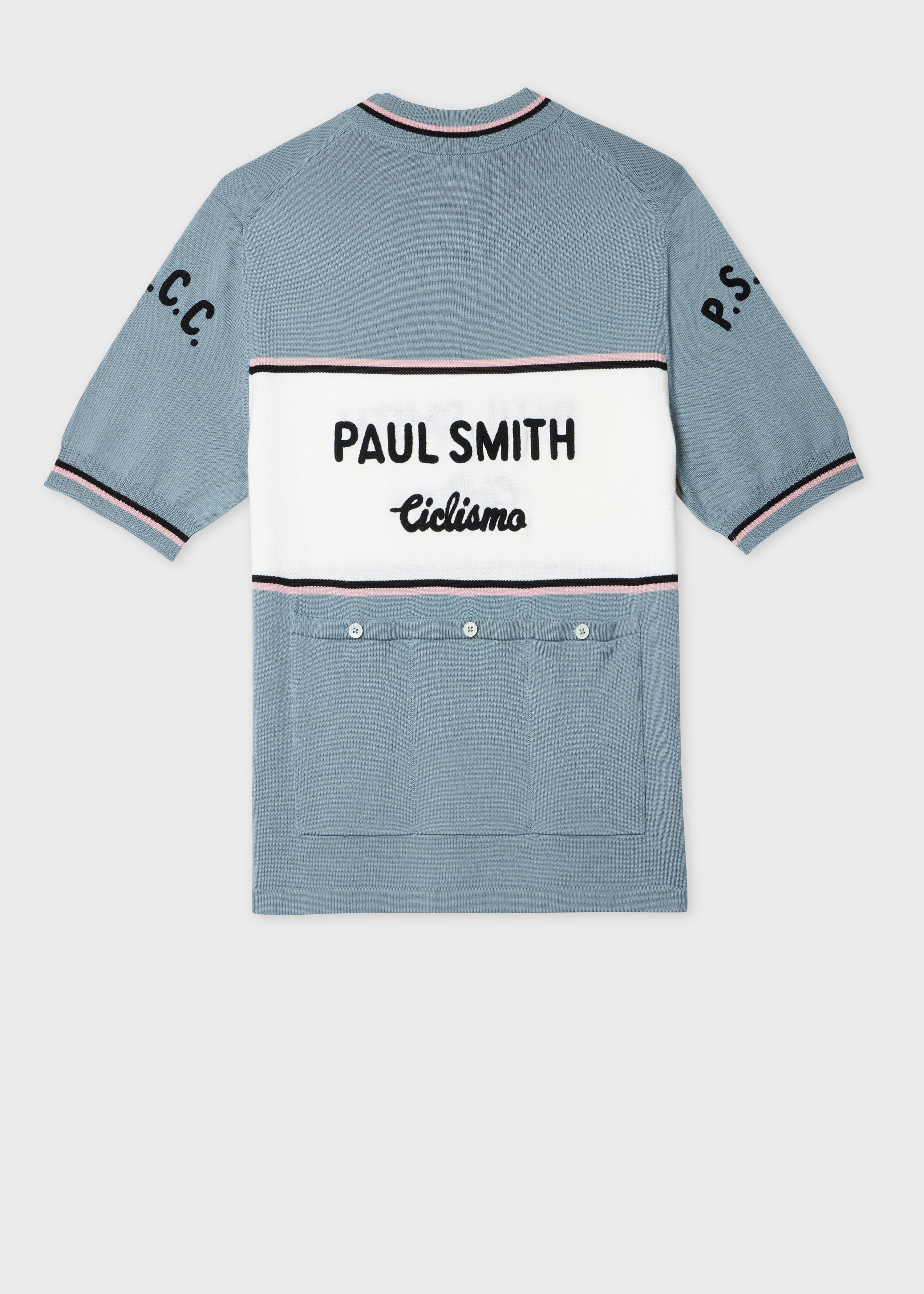 Light Blue Merino Wool Knitted Cycle Jersey - 2
