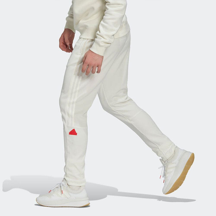 Men's adidas Solid Color Stripe Logo Casual Sports Pants/Trousers/Joggers Autumn Beige HN1937 - 4