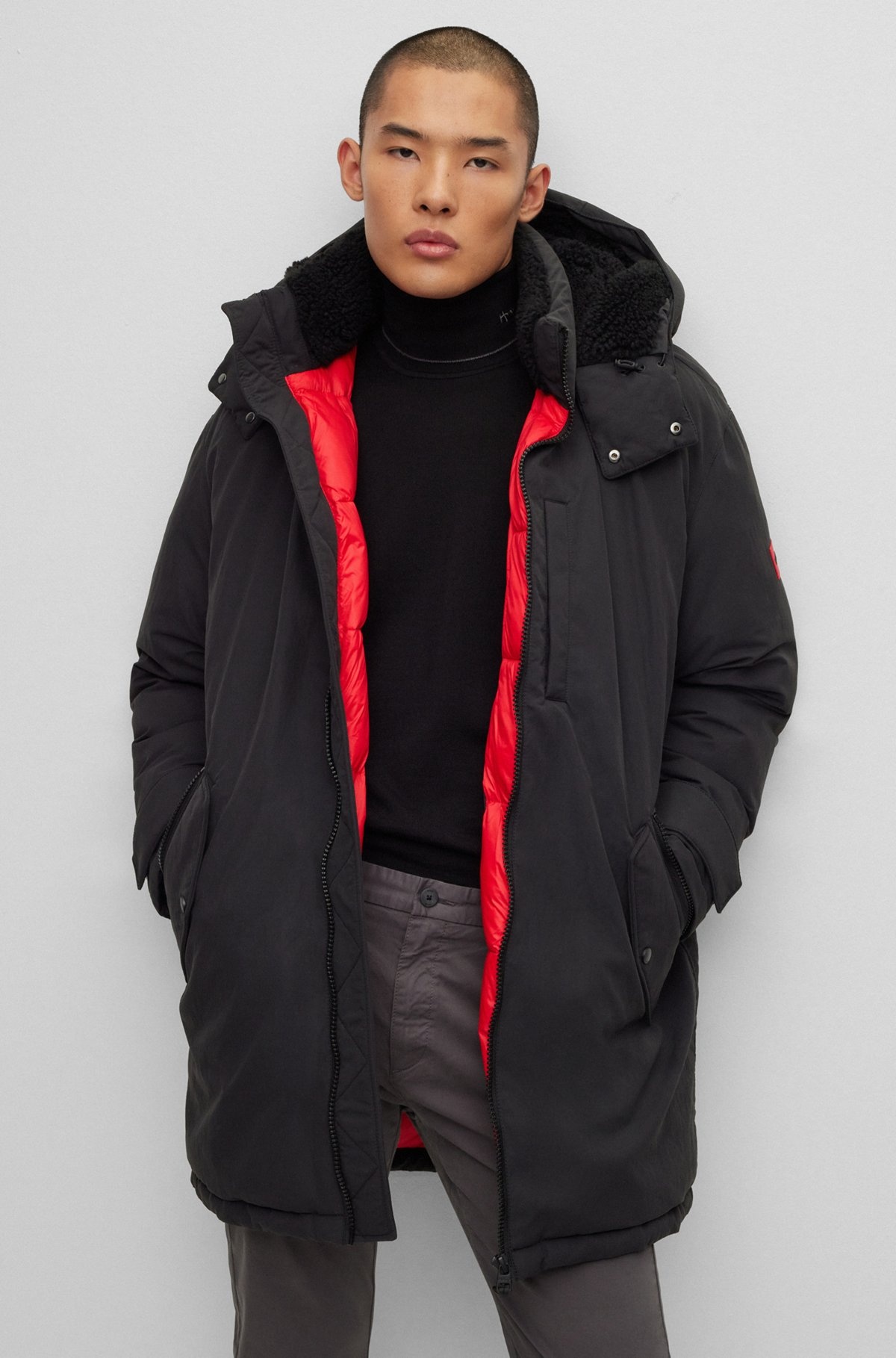 WATER-REPELLENT FISHTAIL PARKA JACKET WITH LOGO BADGE - 6