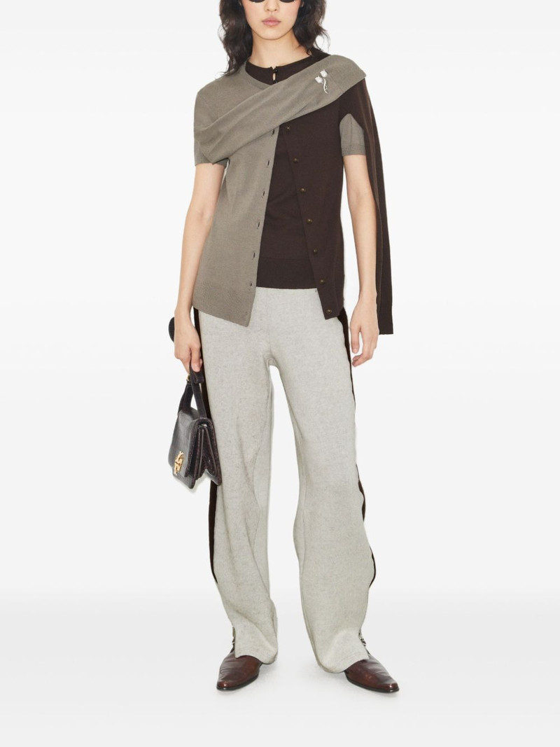 TORY BURCH colourblock brooch wool cardigan outlook
