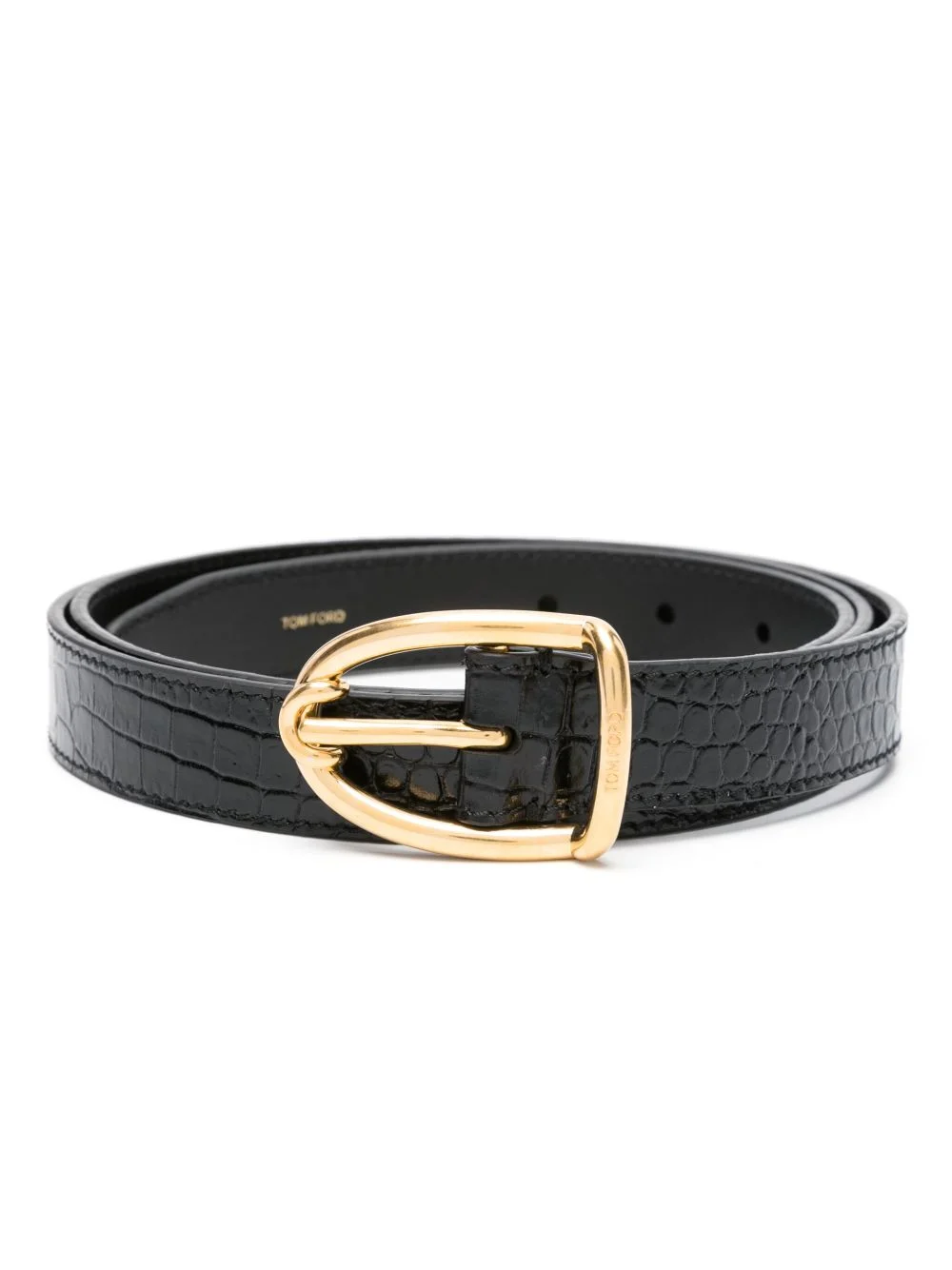 crocodile-effect patent-leather belt - 1