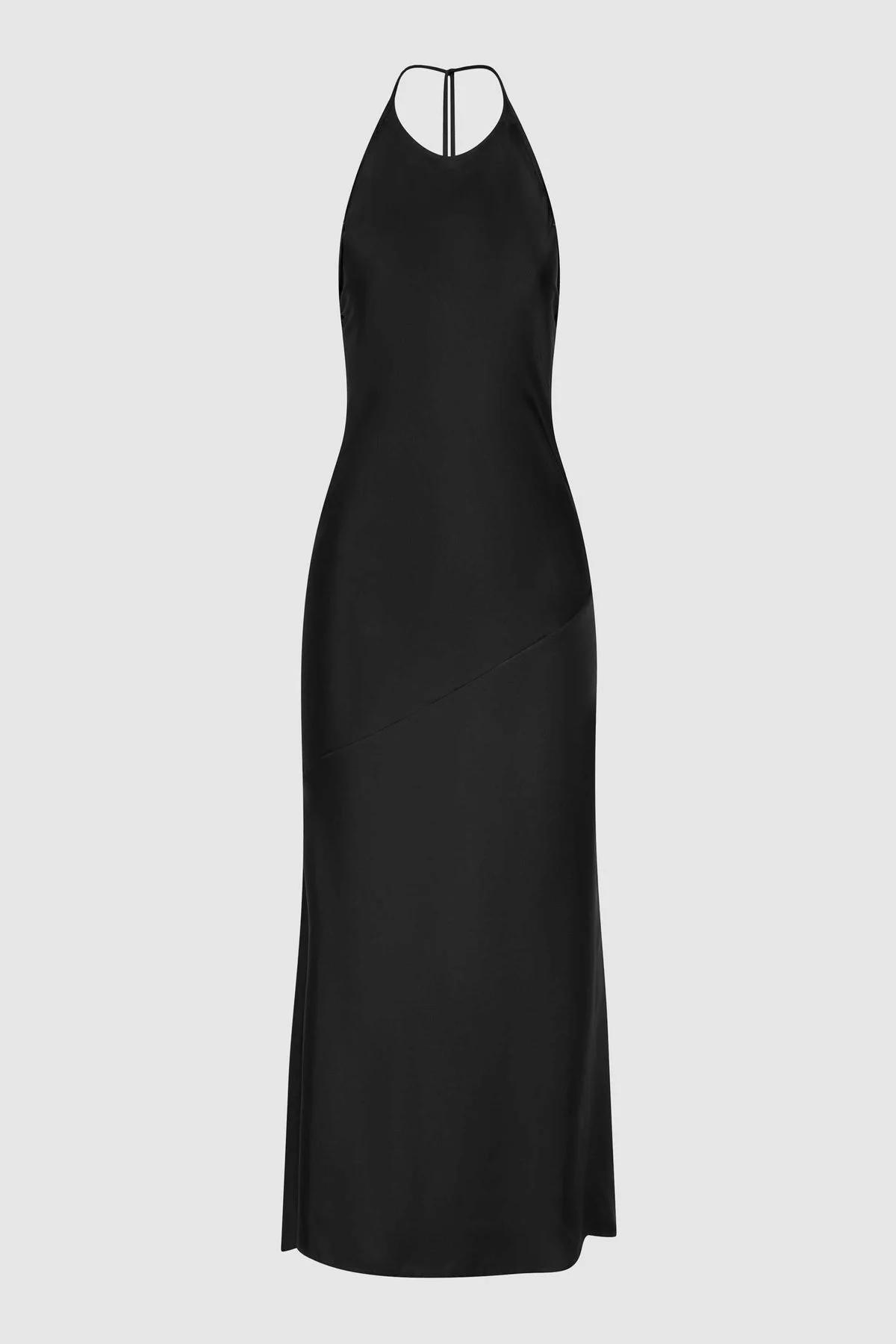 Silk Twill Halter Dress - Black - 1