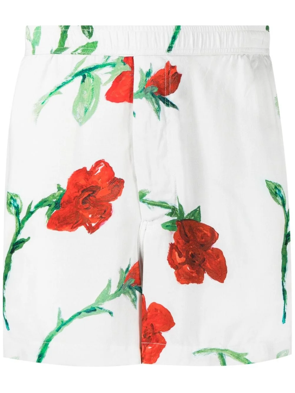 elasticated-waistband rose-print shorts - 1