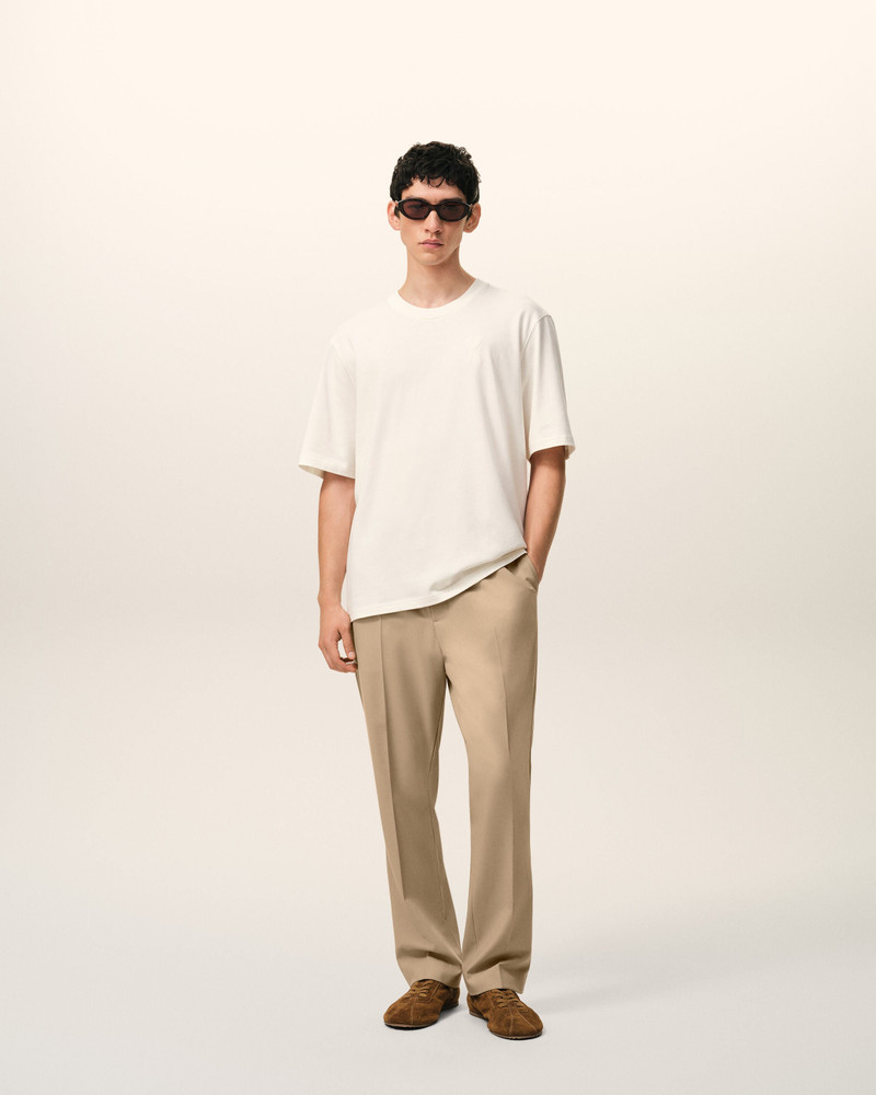 AMI Paris BEIGE WOOL ELASTICATED WAIST TROUSERS outlook