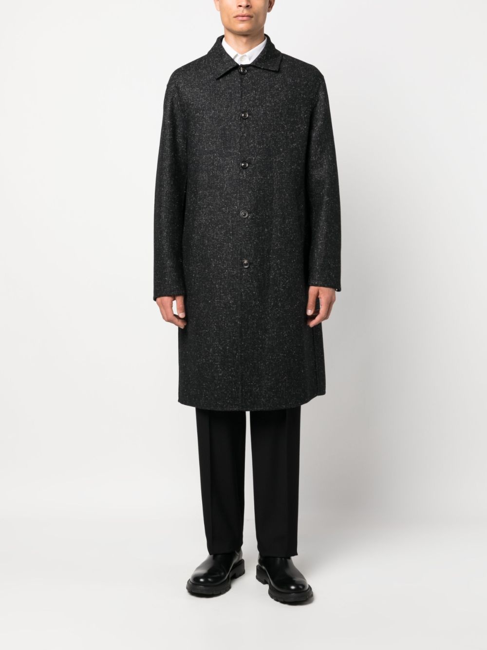 single-breasted marled coat - 2