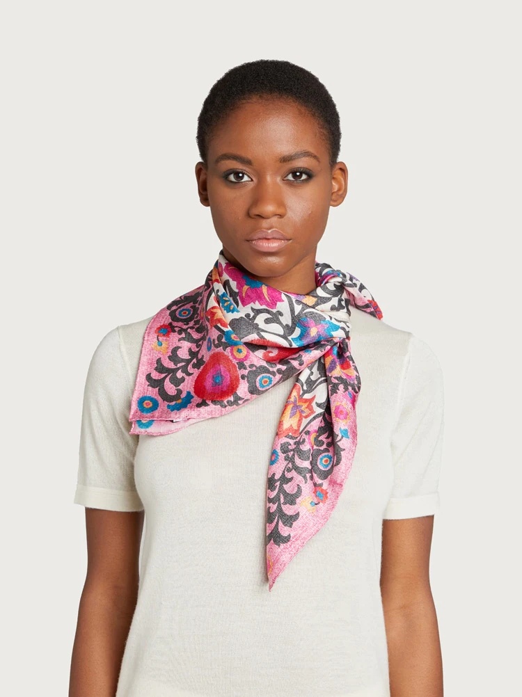 UZBEKISTAN PRINT SILK SCARF - 2