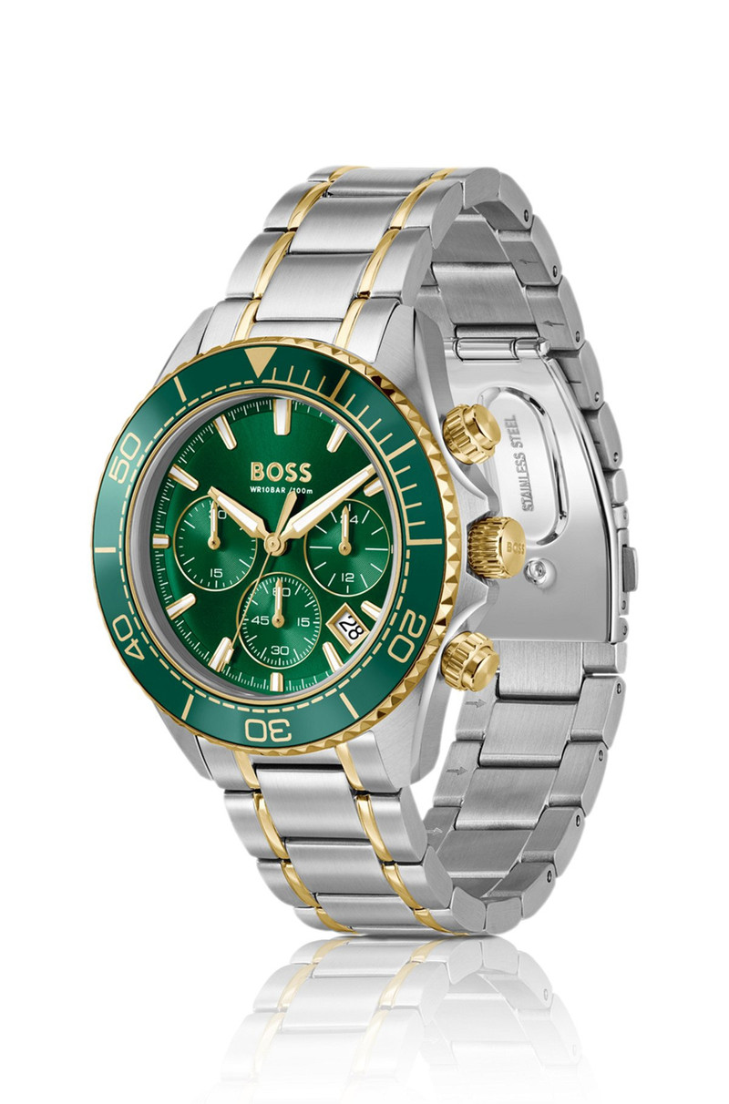 BOSS SEALINER TWO-TONE CHRONOGRAPH WATCH WITH GREEN DIAL outlook