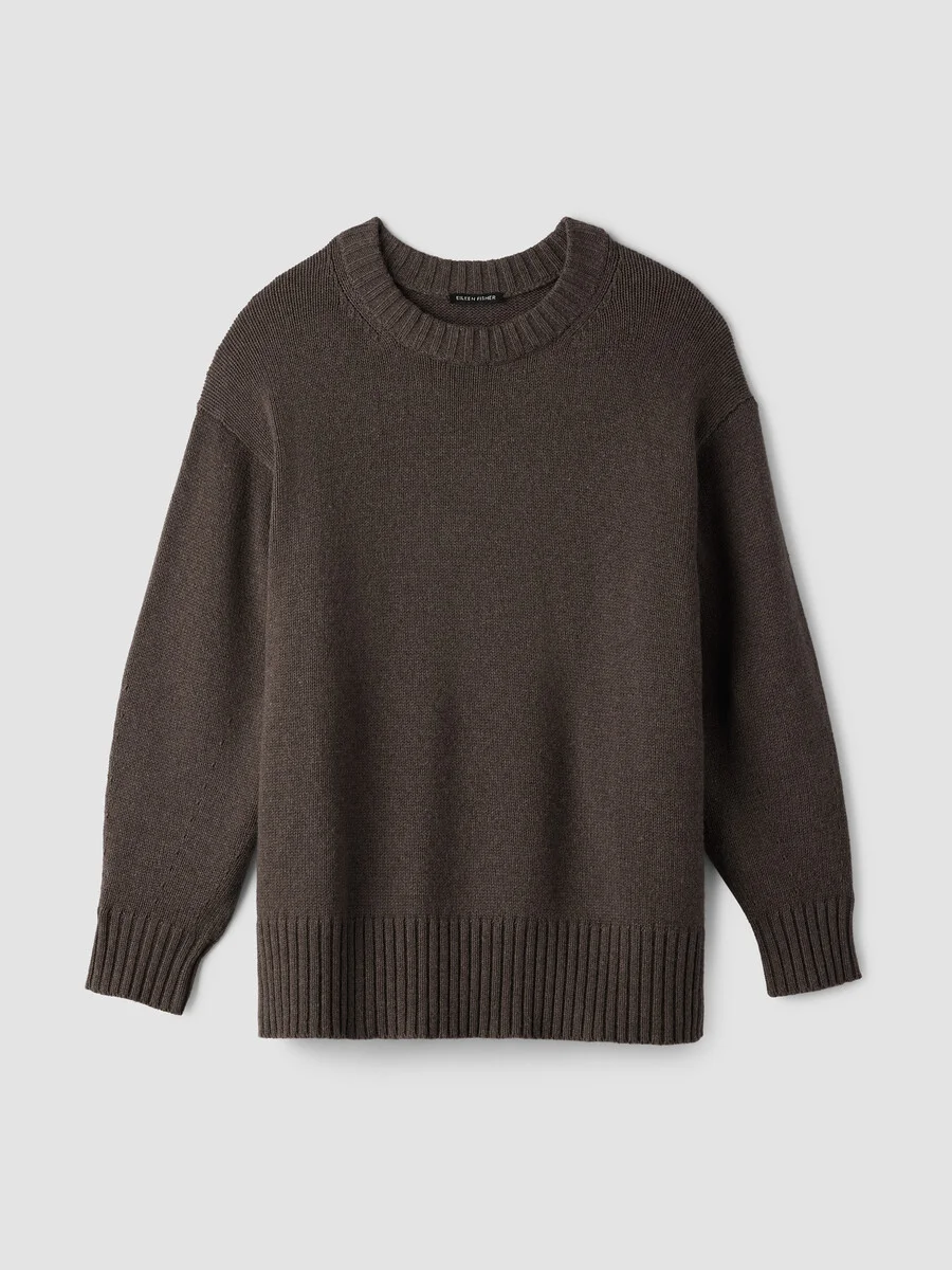 Cotton & Recycled Cashmere Crew Neck Long Top - 1