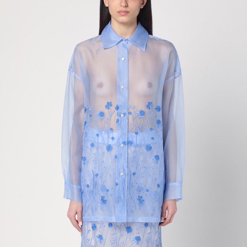 P.A.R.O.S.H. - P.A.R.O.S.H. Sky blue shirt in silk - 1