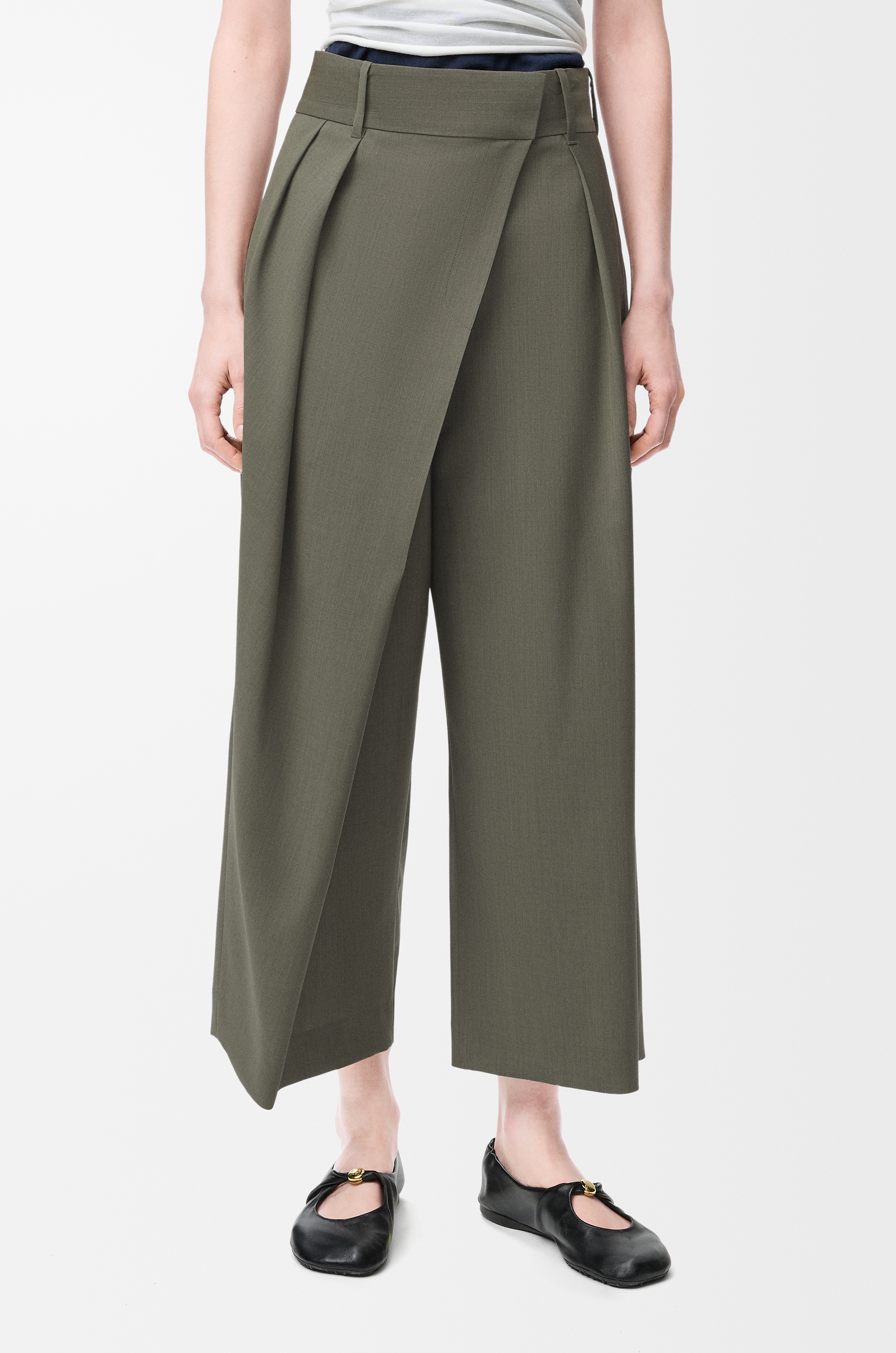 Cropped wrap trousers in wool - 3