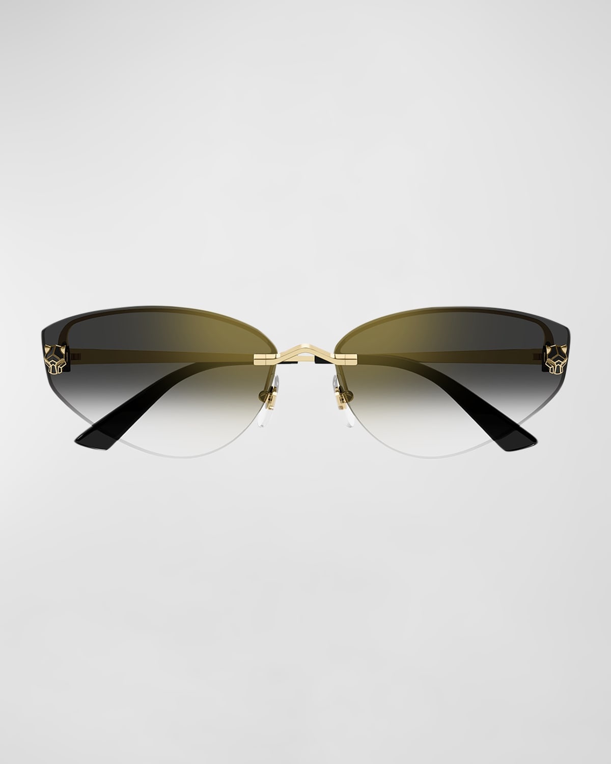 Rimless Panther Metal Alloy Cat-Eye Sunglasses - 3