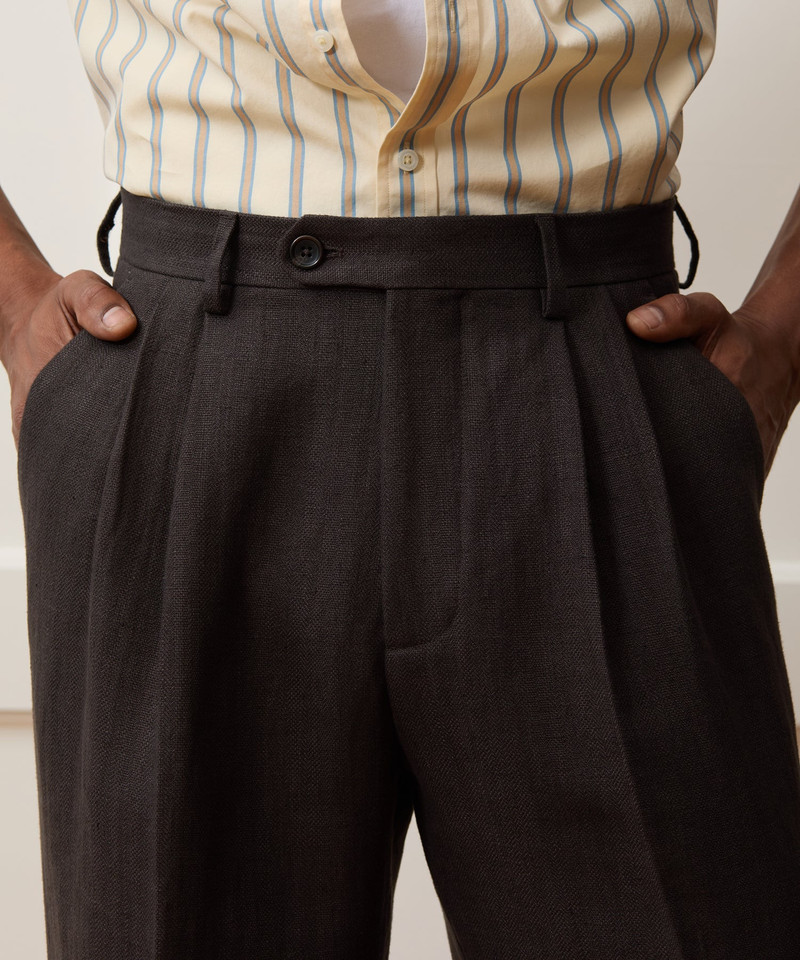 Italian Linen Herringbone Wythe Trouser 5