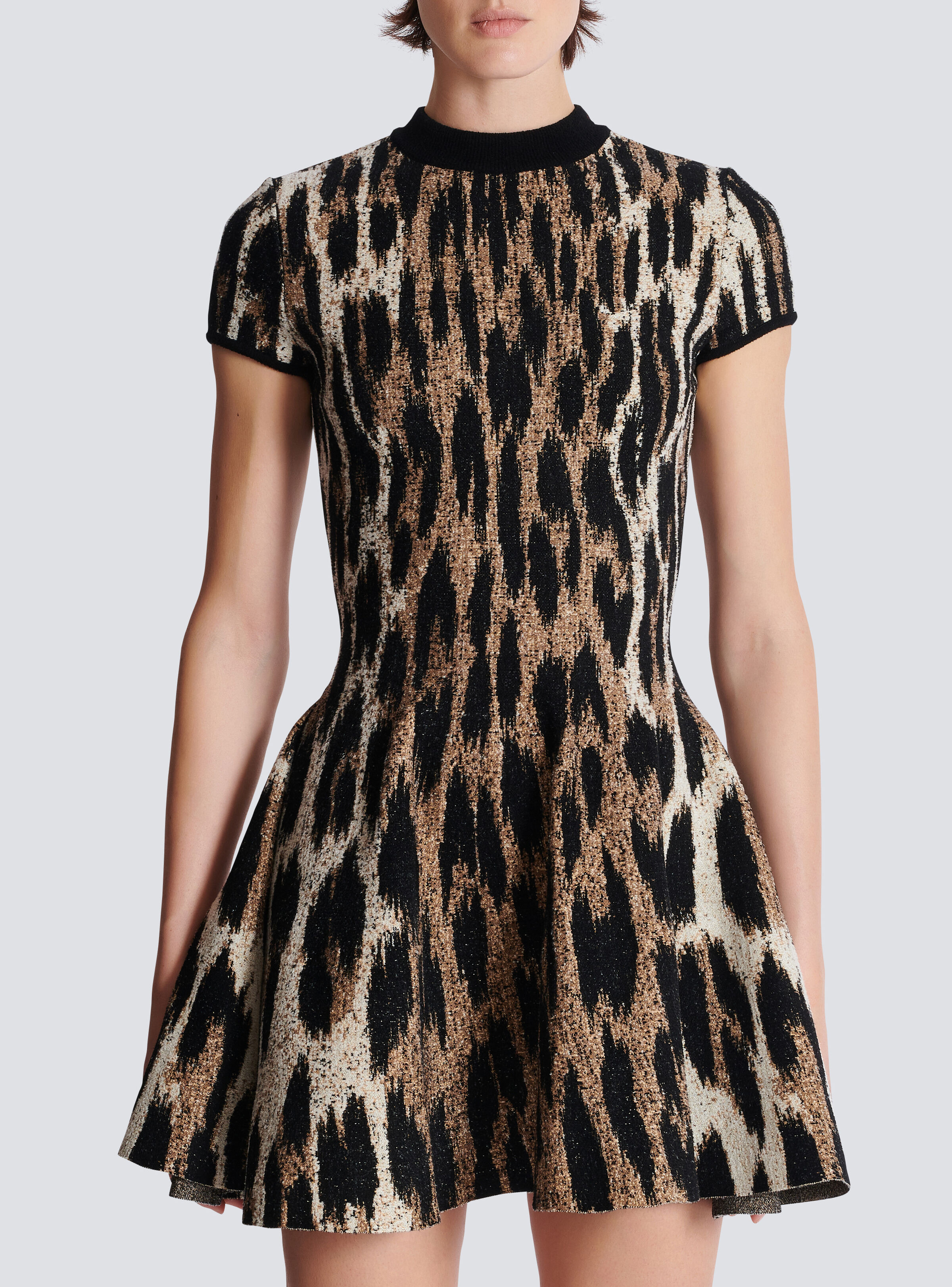 A-line leopard print jacquard dress - 5