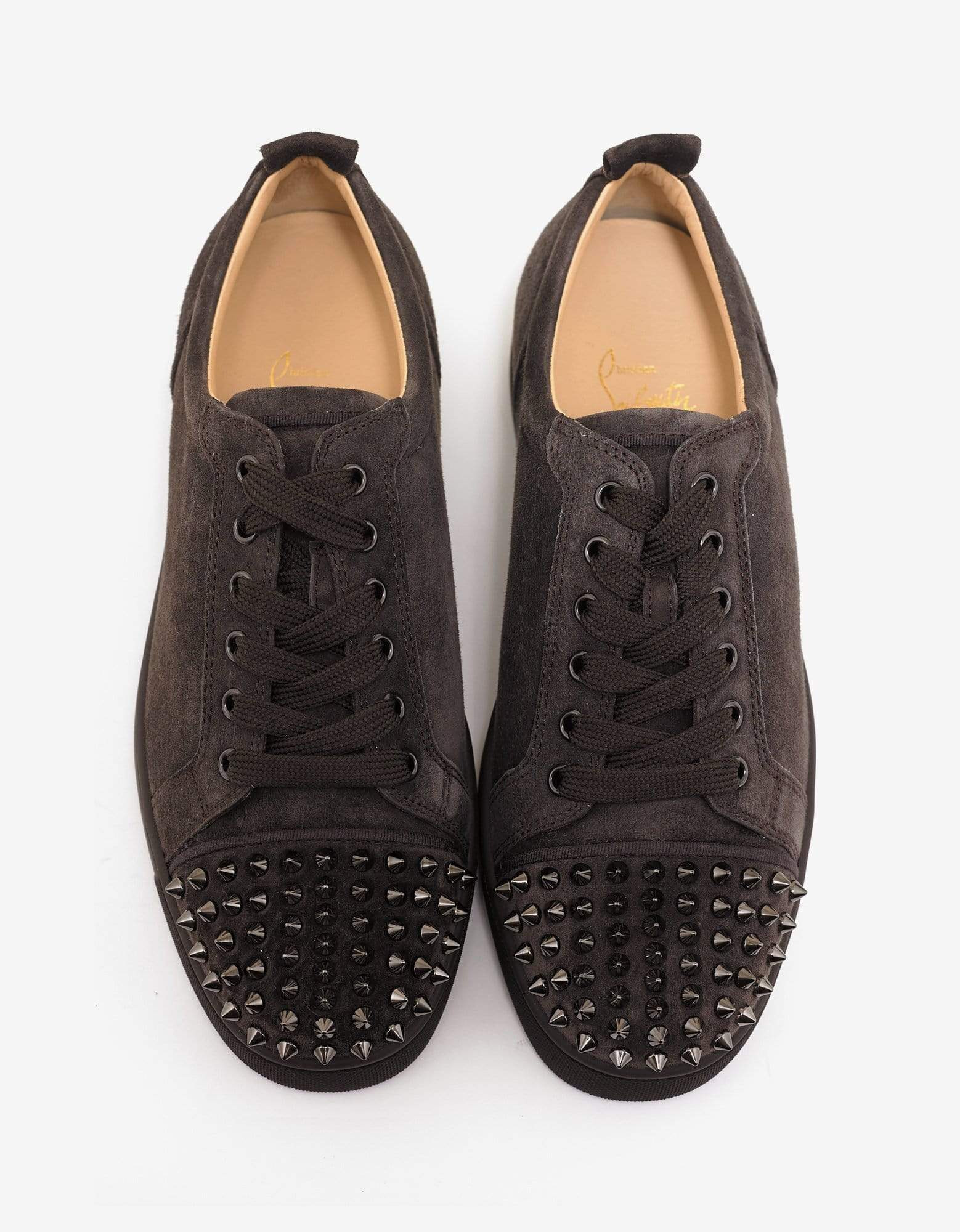 Christian Louboutin Louis Junior Spikes Flat Réglisse Brown Suede Trainers - 5