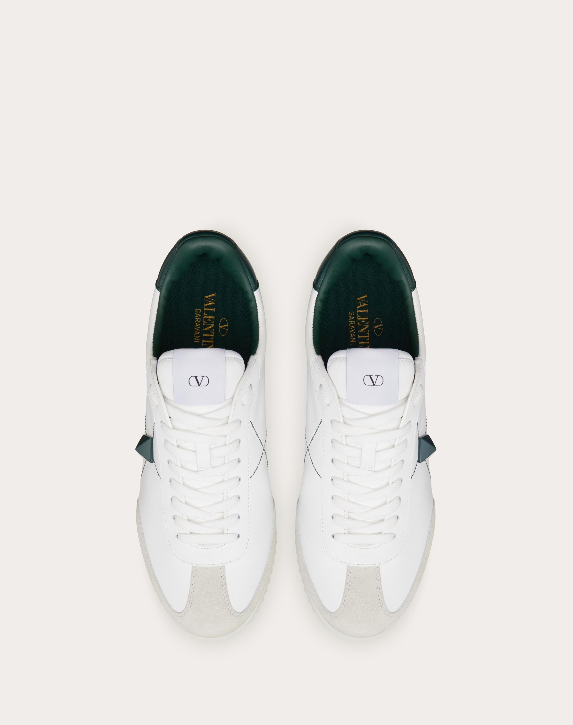 STUD AROUND LOW-TOP CALFSKIN AND NAPPA LEATHER SNEAKER - 4