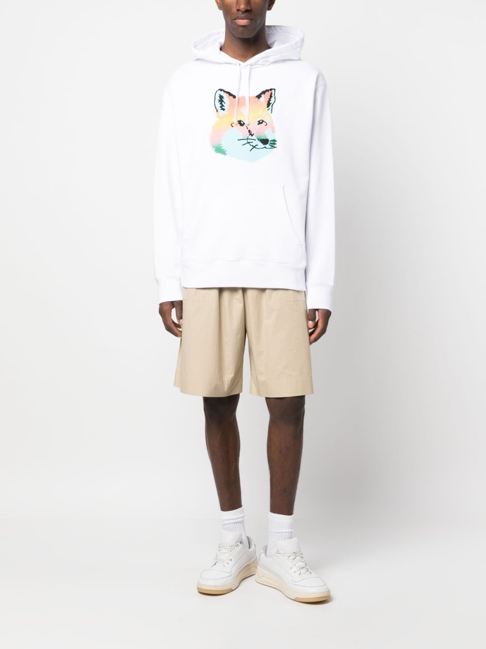 fox-print cotton hoodie - 2
