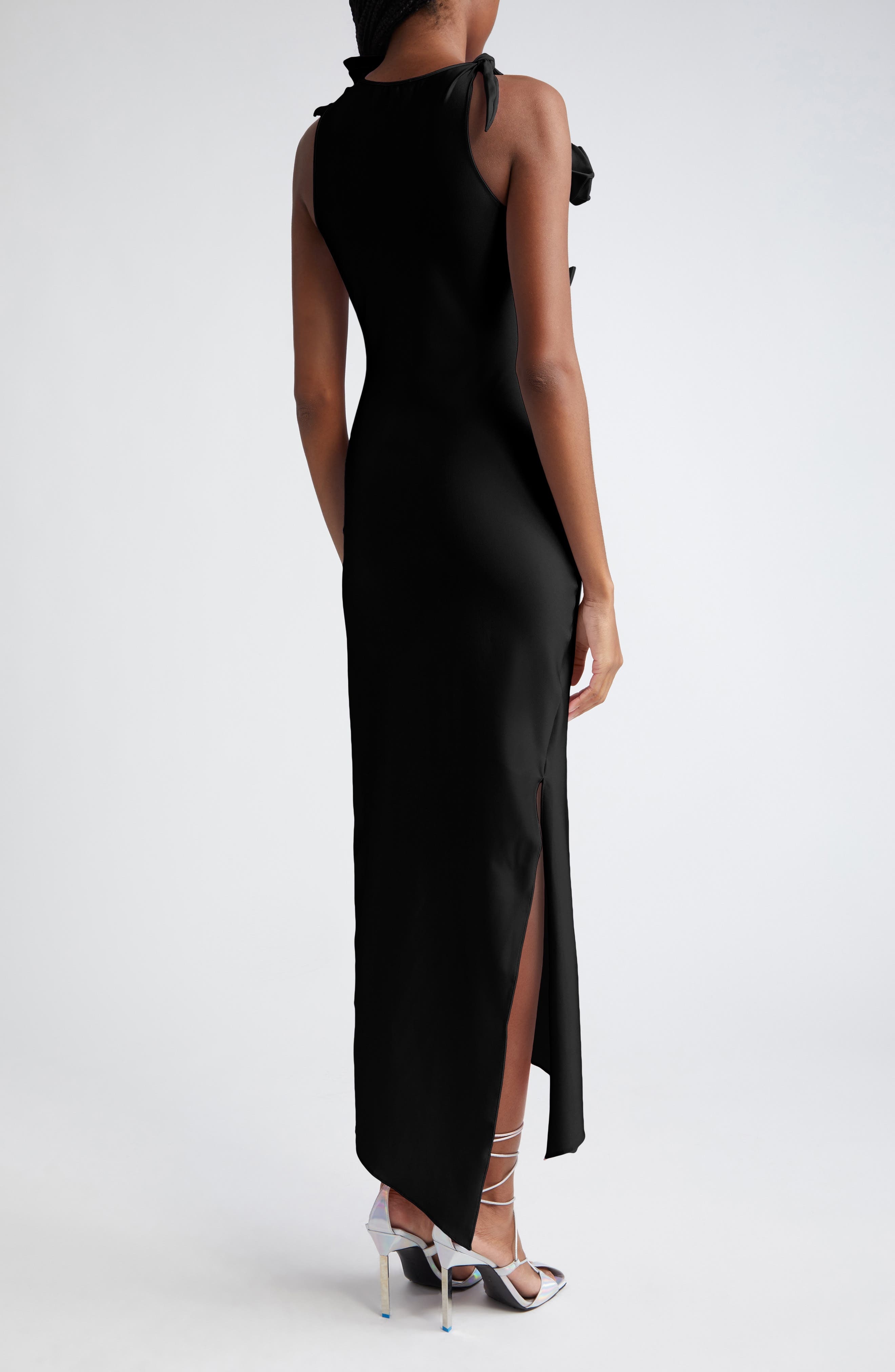 Coperni Rosette Cutout Asymmetric Stretch Jersey Gown in Black at Nordstrom - 2