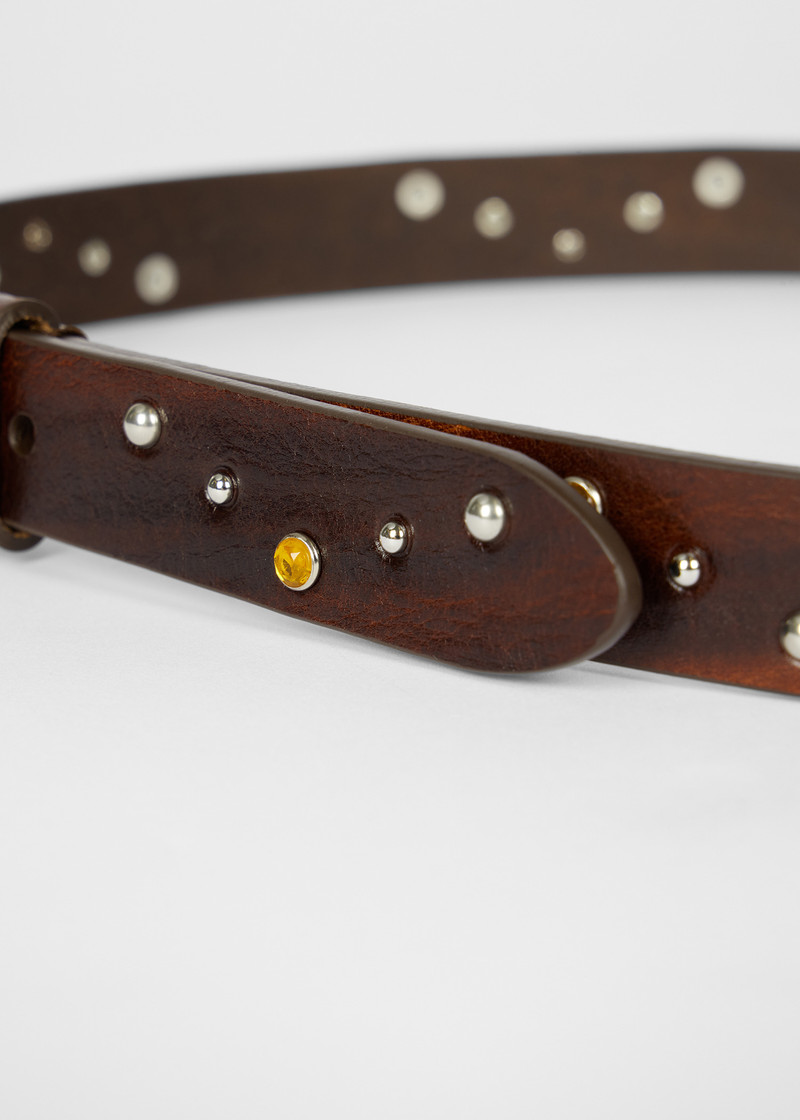 Brown Leather Studded Belt 5