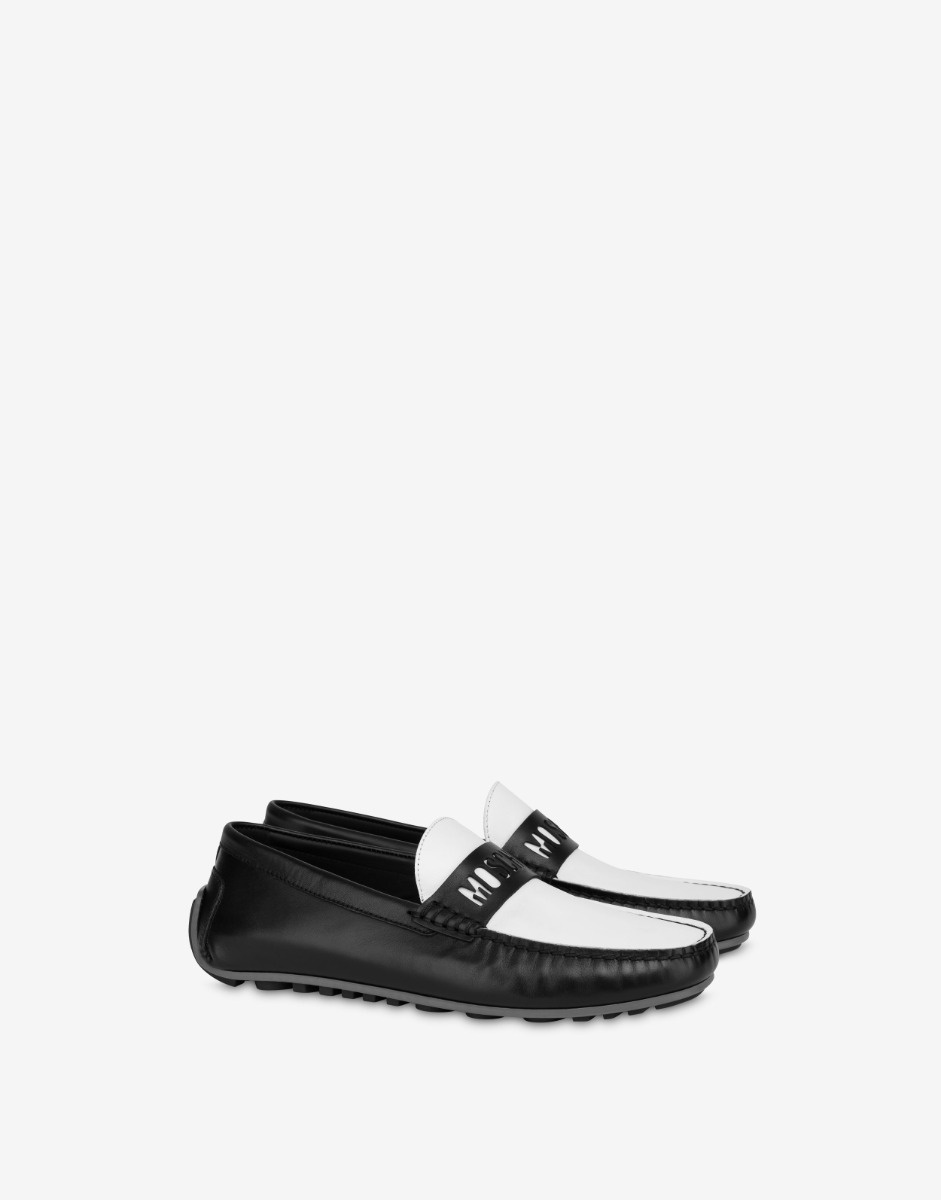 TWO-TONE CALFSKIN DRIVING LOAFERS - 7