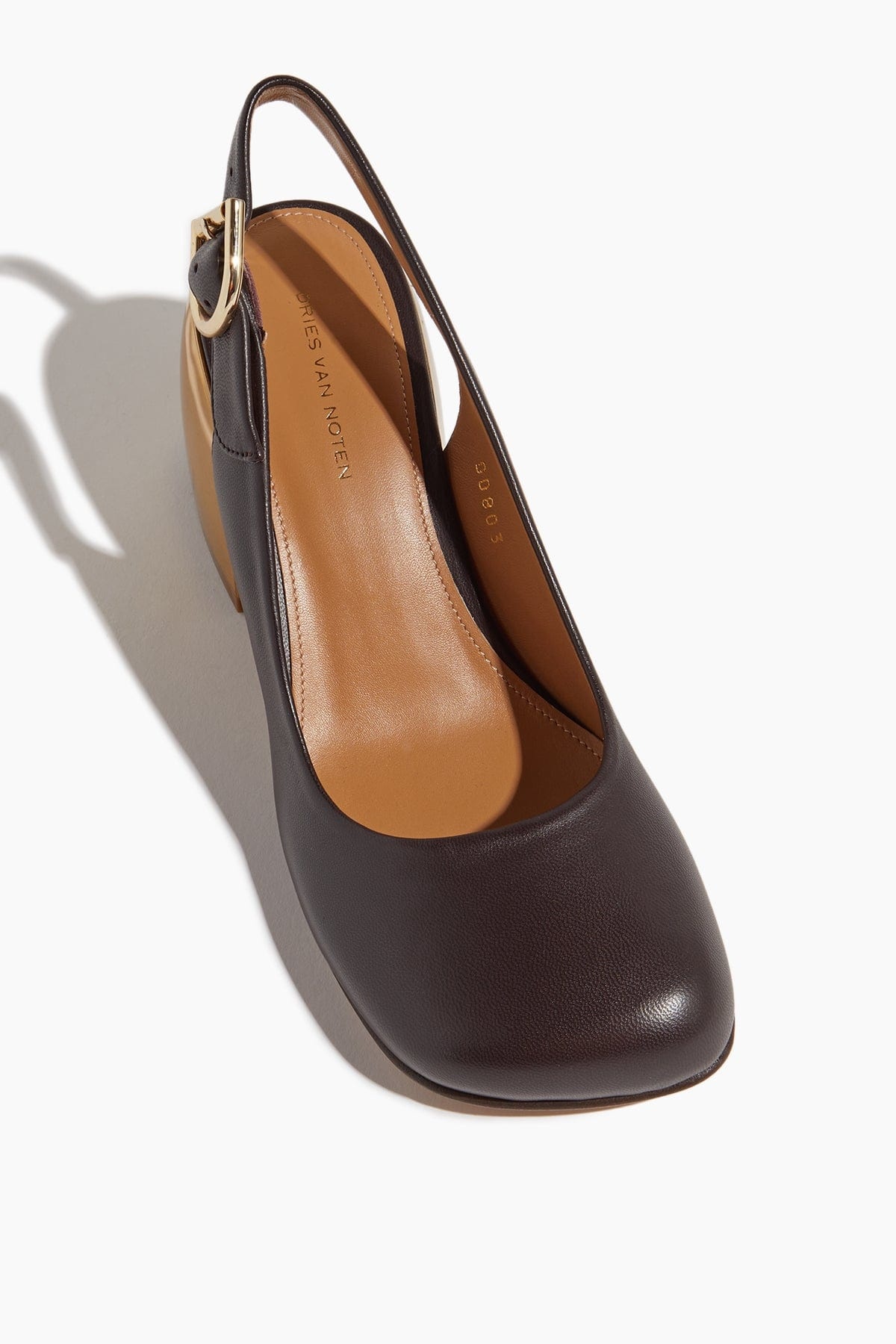 Sling Back Pump with Gold Heel in Bordeaux - 4