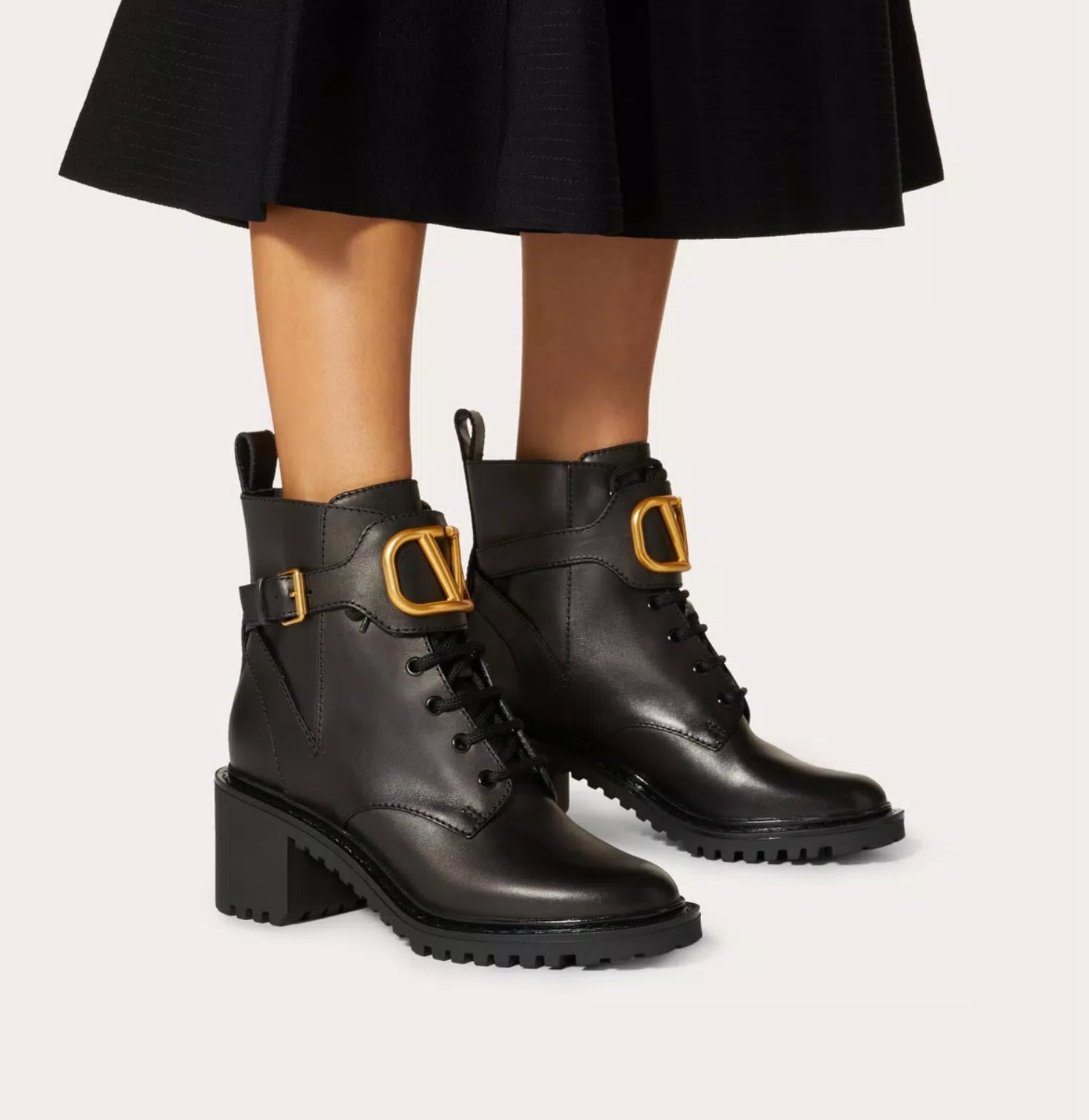 Valentino Vlogo Signature Calfskin Combat Boots - 4