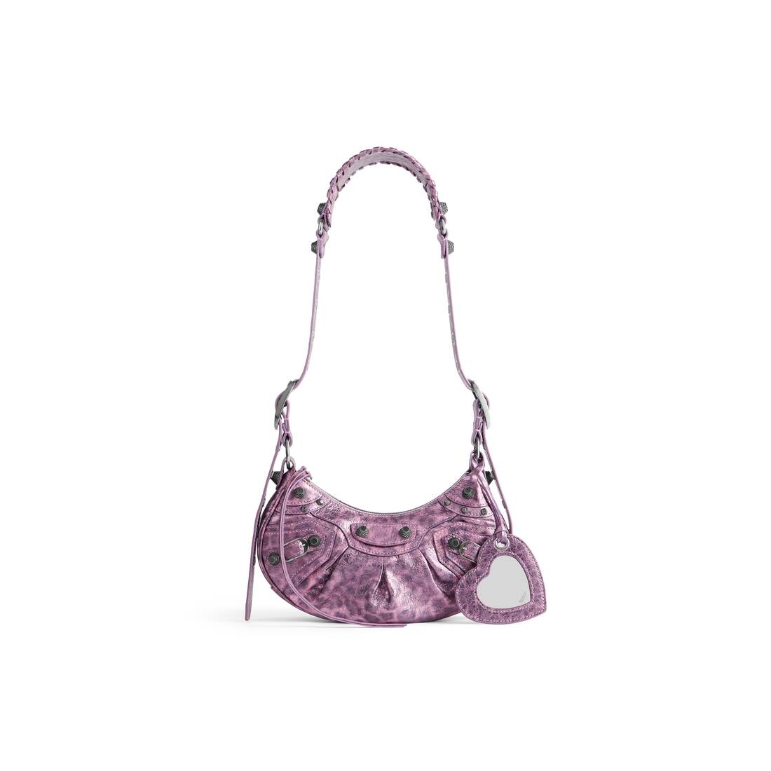 Women's Le Cagole Xs Shoulder Bag Metallized With Leopard Print  in Pink - 1