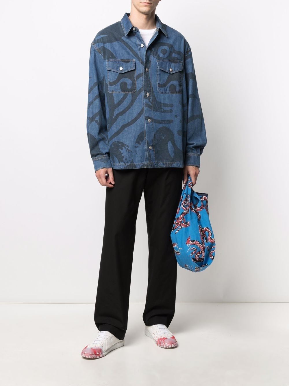 graphic-print denim shirt - 2