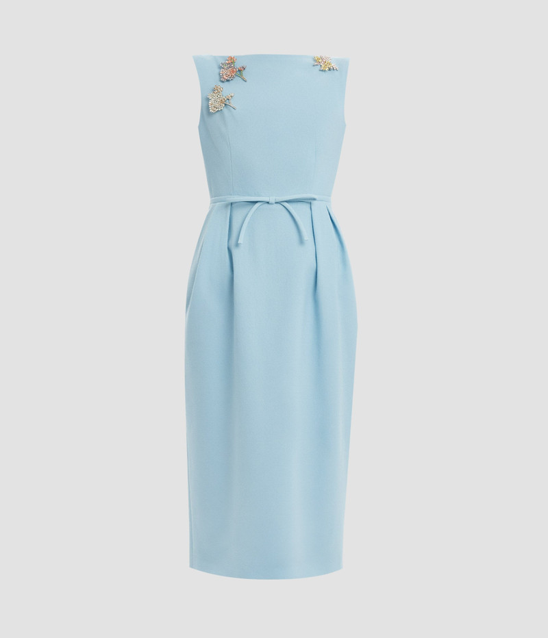 EMBELLISHED CREPE SLEEVELESS MIDI DRESS 1