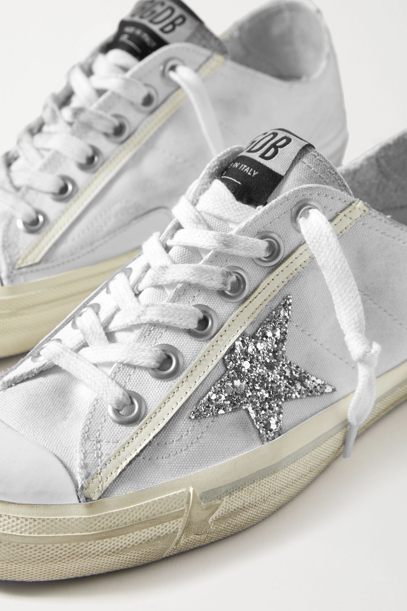 V-Star glittered distressed canvas sneakers - 4