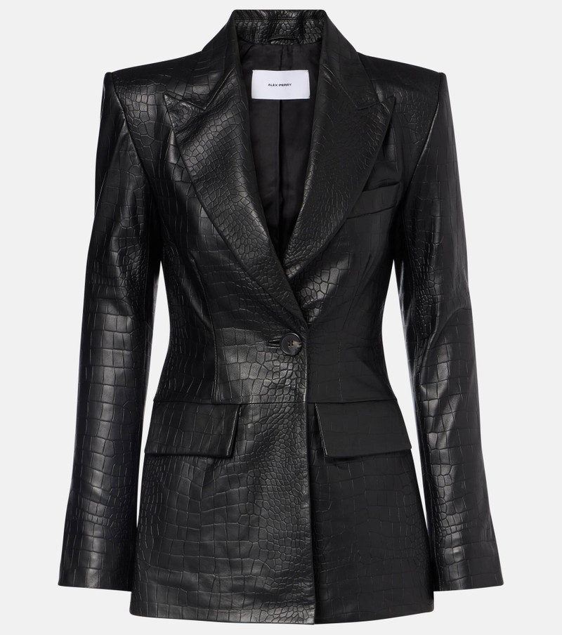 Croc-effect leather blazer 1