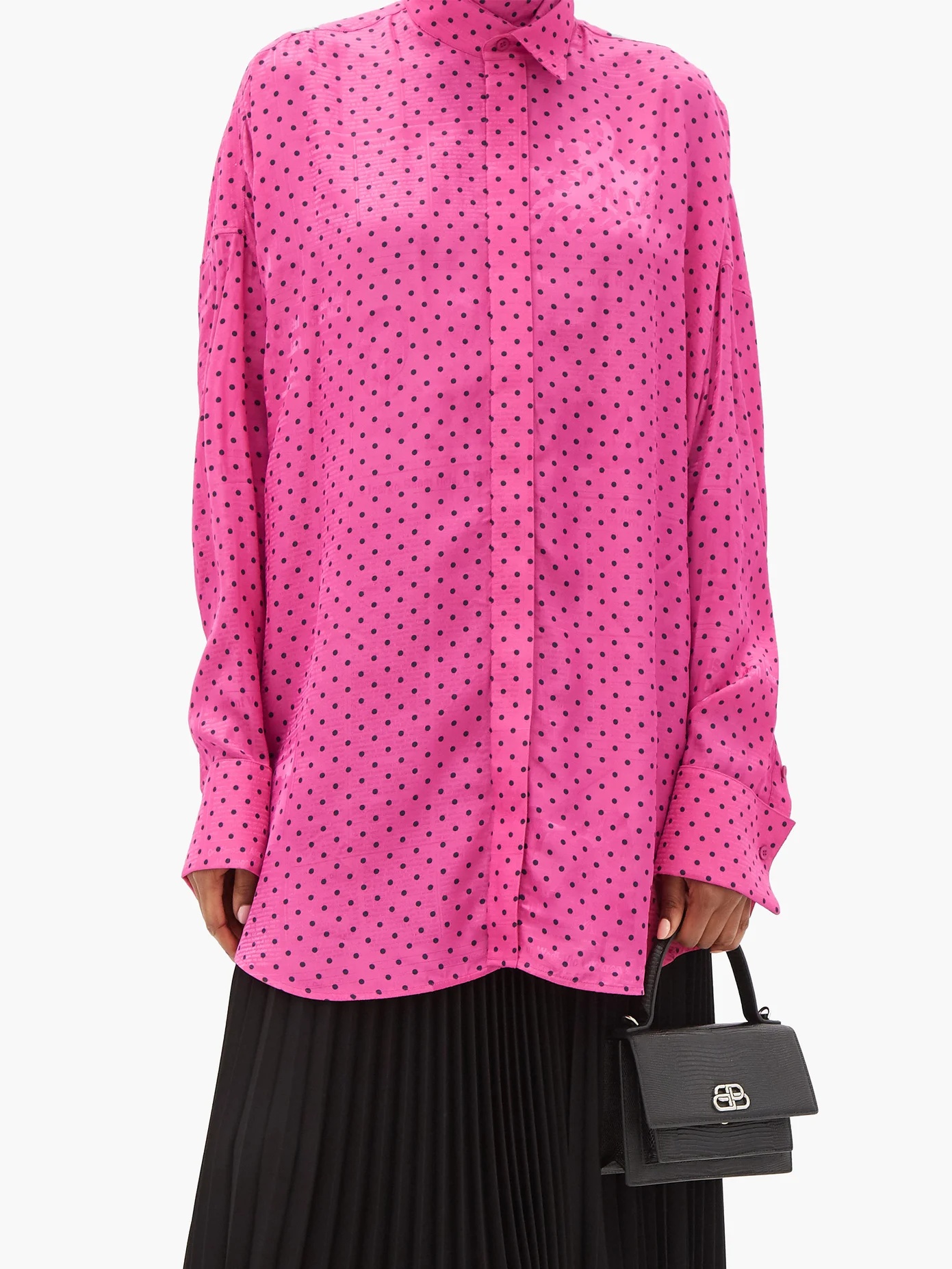 Scarf polka-dot satin blouse - 6