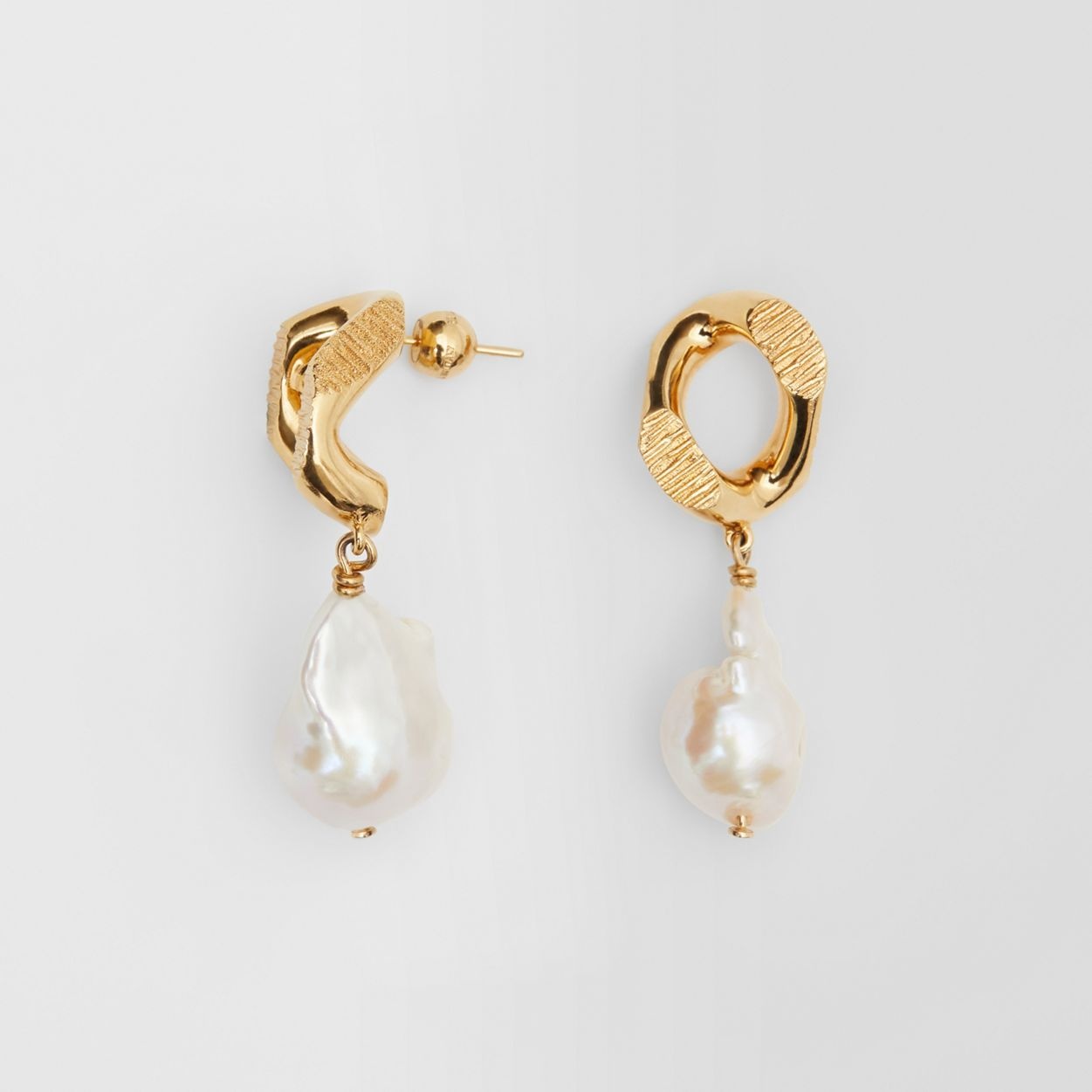 Pearl Detail Gold-plated Chain-link Earrings - 4