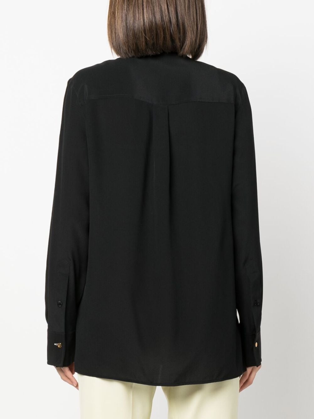 band-collar silk blouse - 4