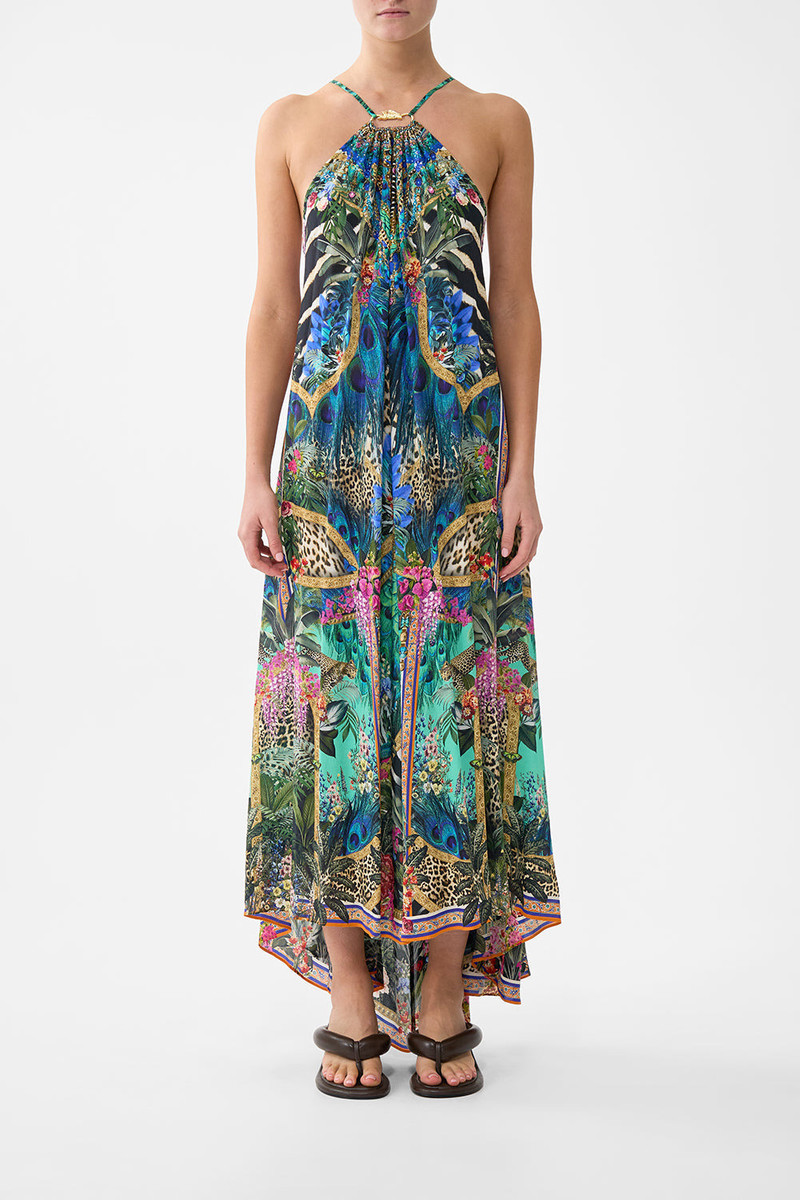 CAMILLA GATHER NECK HARDWARE MAXI DRESS outlook