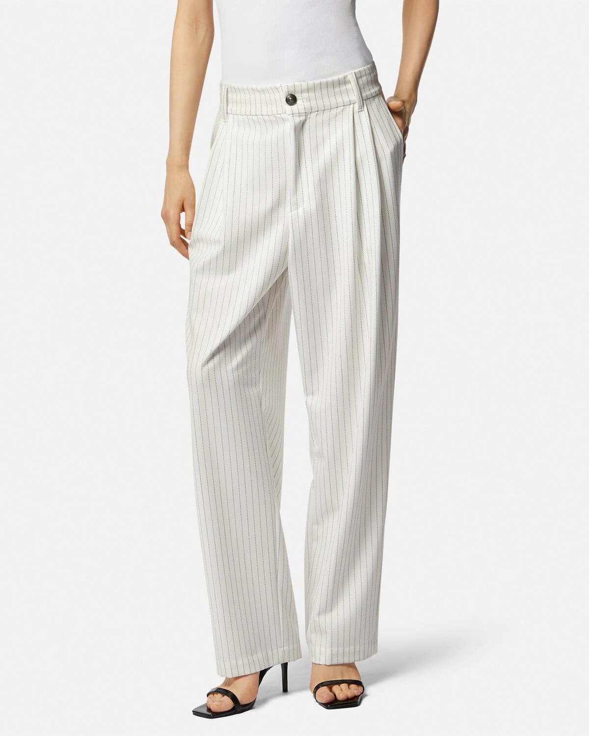 Pinstripe Pleated Pants - 4