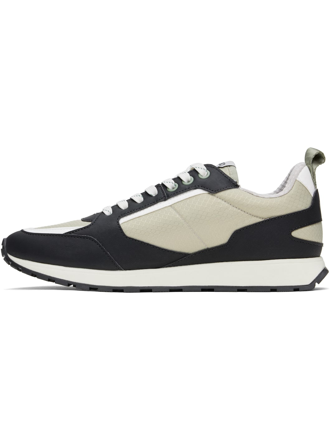Black & Beige Mixed-Material Ripstop & Faux-Leather Sneakers - 3